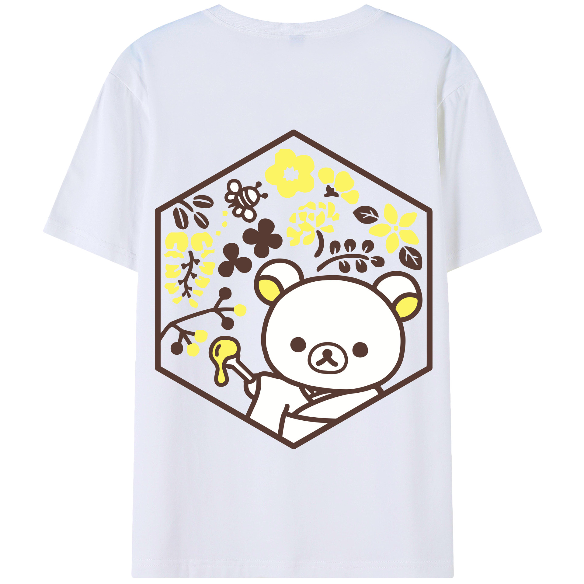 （画像用） リラックマ リラックマ キイロイトリ Rilakkuma Korilakkuma Kiiroitori 綿100％半袖Tシャツ（背面プリント）