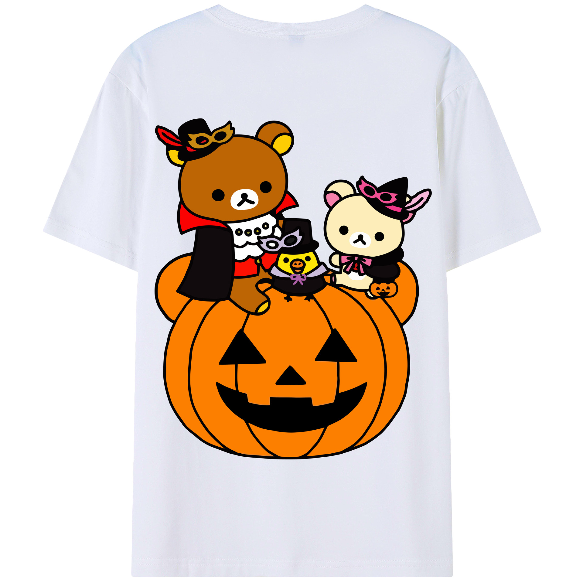 （画像用） リラックマ リラックマ キイロイトリ Rilakkuma Korilakkuma Kiiroitori 綿100％半袖Tシャツ（背面プリント）