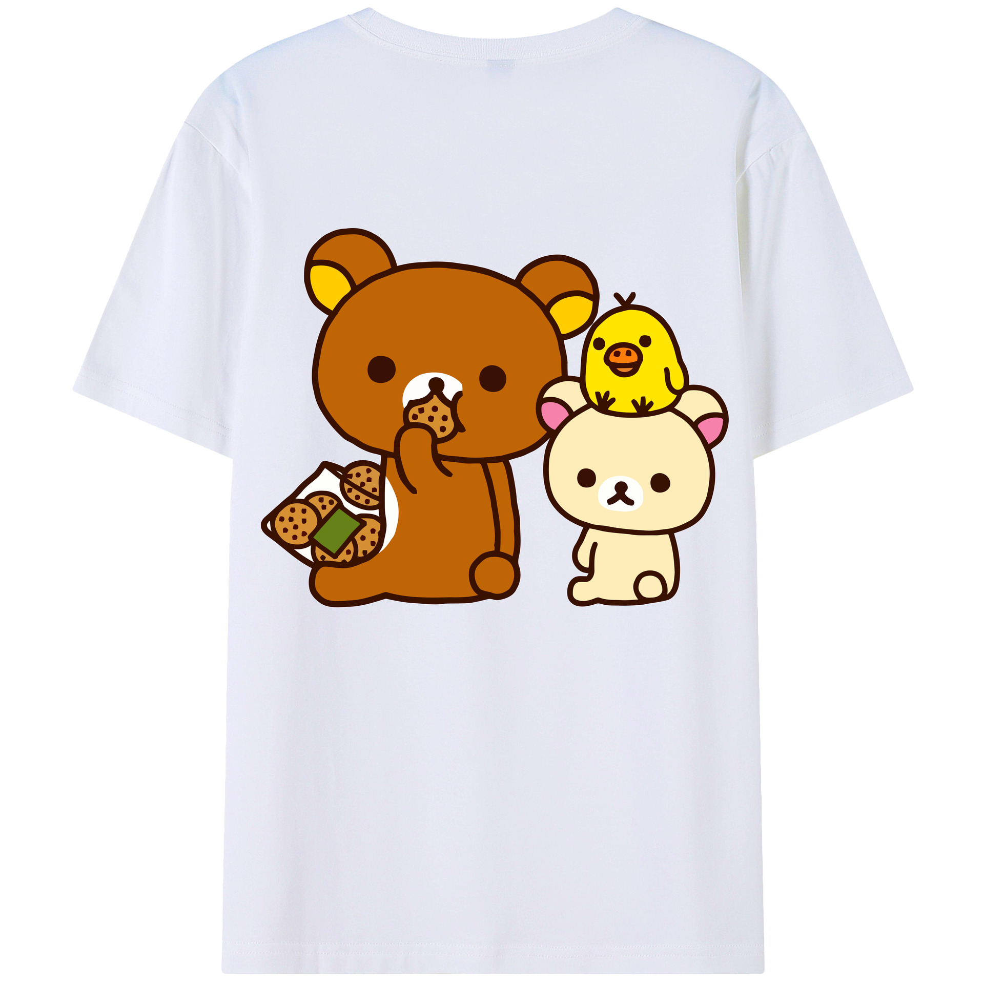 （画像用） リラックマ リラックマ キイロイトリ Rilakkuma Korilakkuma Kiiroitori 綿100％半袖Tシャツ（背面プリント）