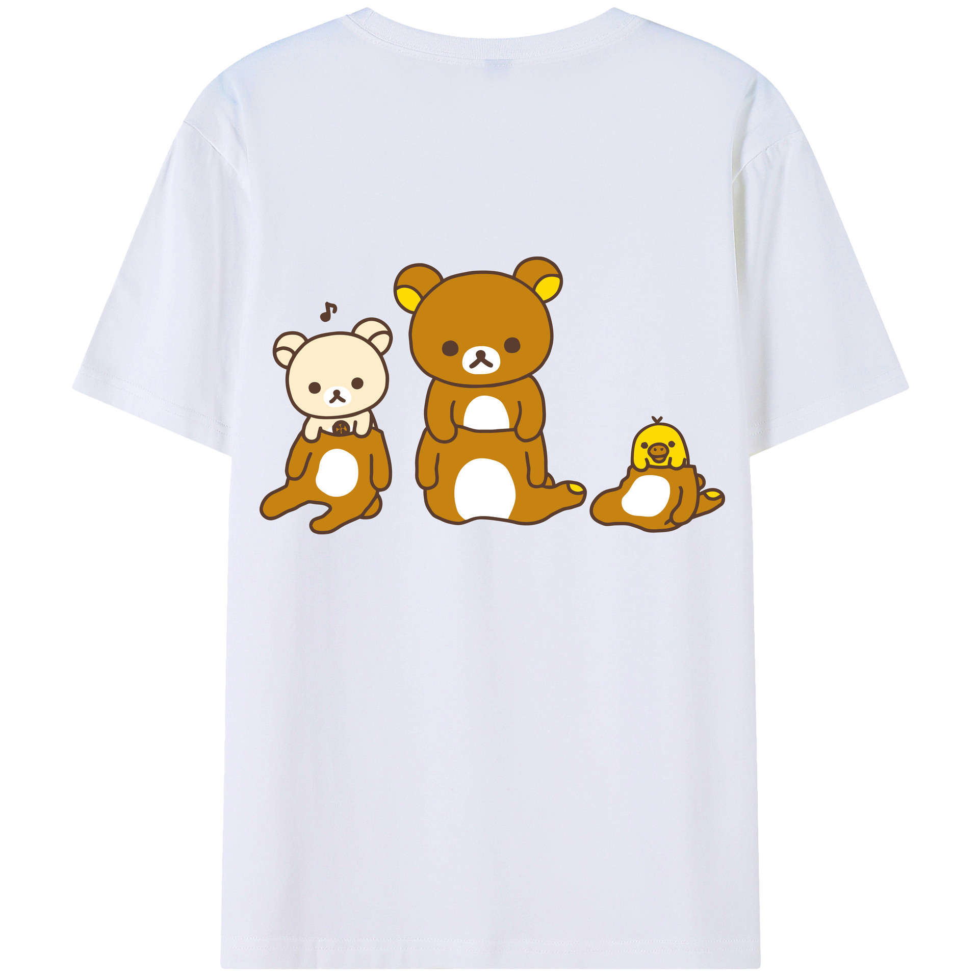 （画像用） リラックマ リラックマ キイロイトリ Rilakkuma Korilakkuma Kiiroitori 綿100％半袖Tシャツ（背面プリント）