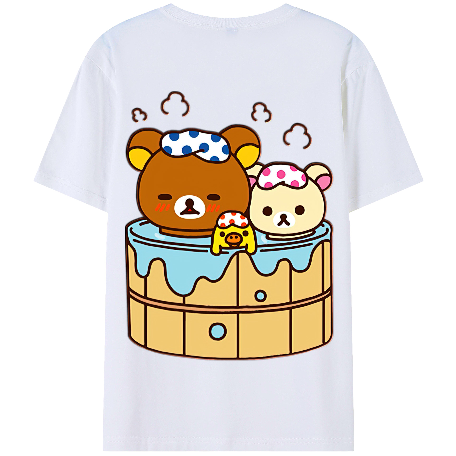 （画像用） リラックマ リラックマ キイロイトリ Rilakkuma Korilakkuma Kiiroitori 綿100％半袖Tシャツ（背面プリント）