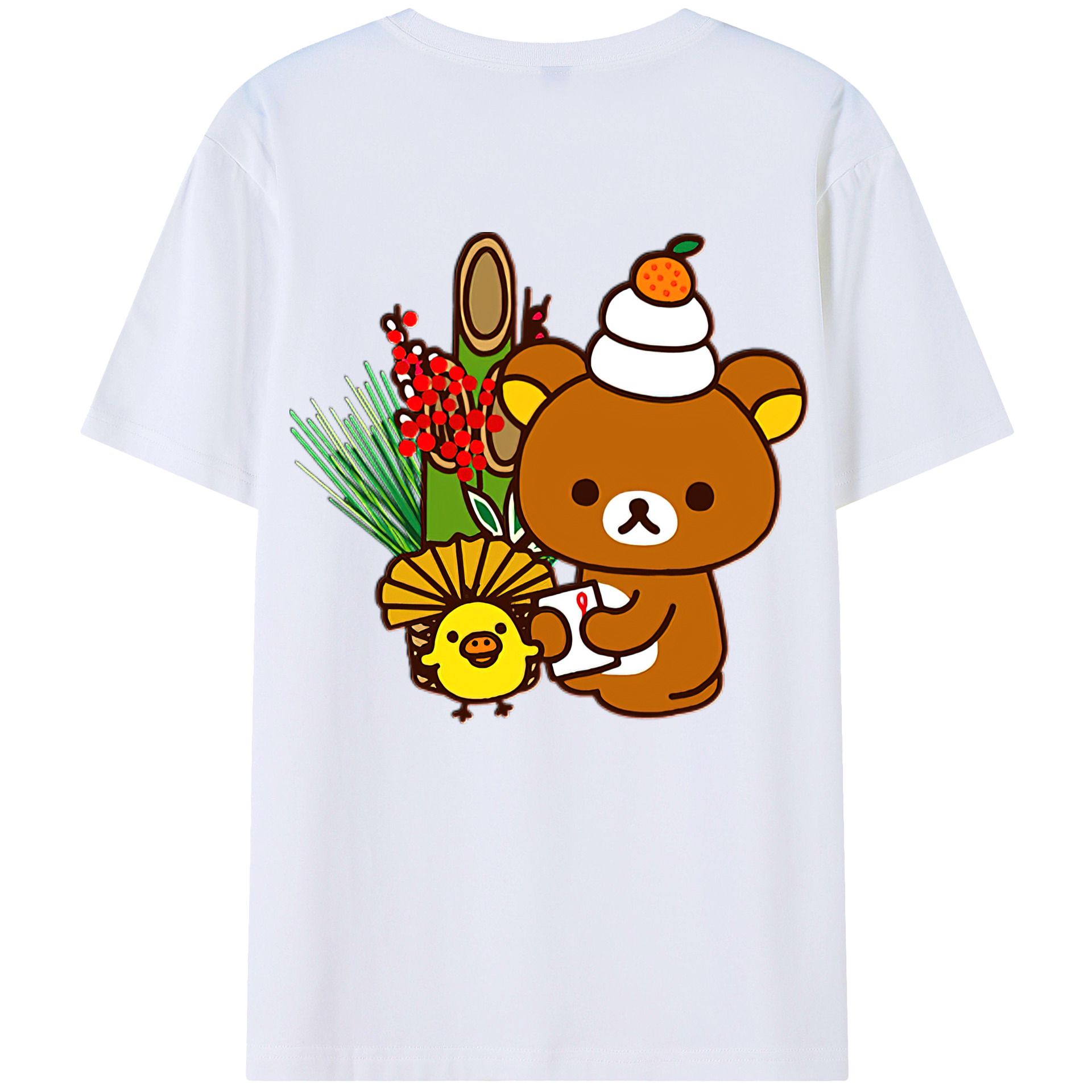 （画像用） リラックマ リラックマ キイロイトリ Rilakkuma Korilakkuma Kiiroitori 綿100％半袖Tシャツ（背面プリント）