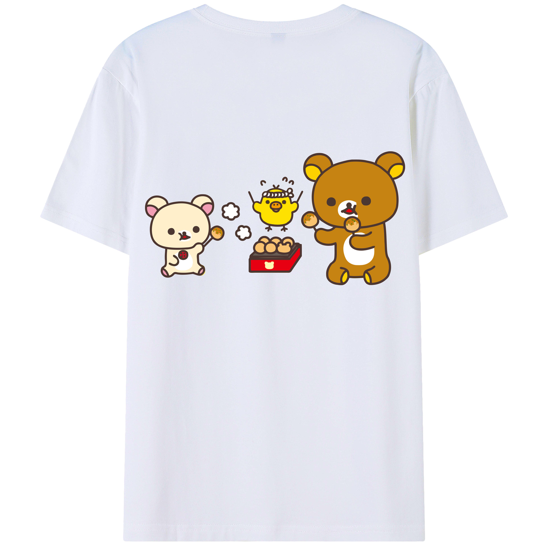 （画像用） リラックマ リラックマ キイロイトリ Rilakkuma Korilakkuma Kiiroitori 綿100％半袖Tシャツ（背面プリント）