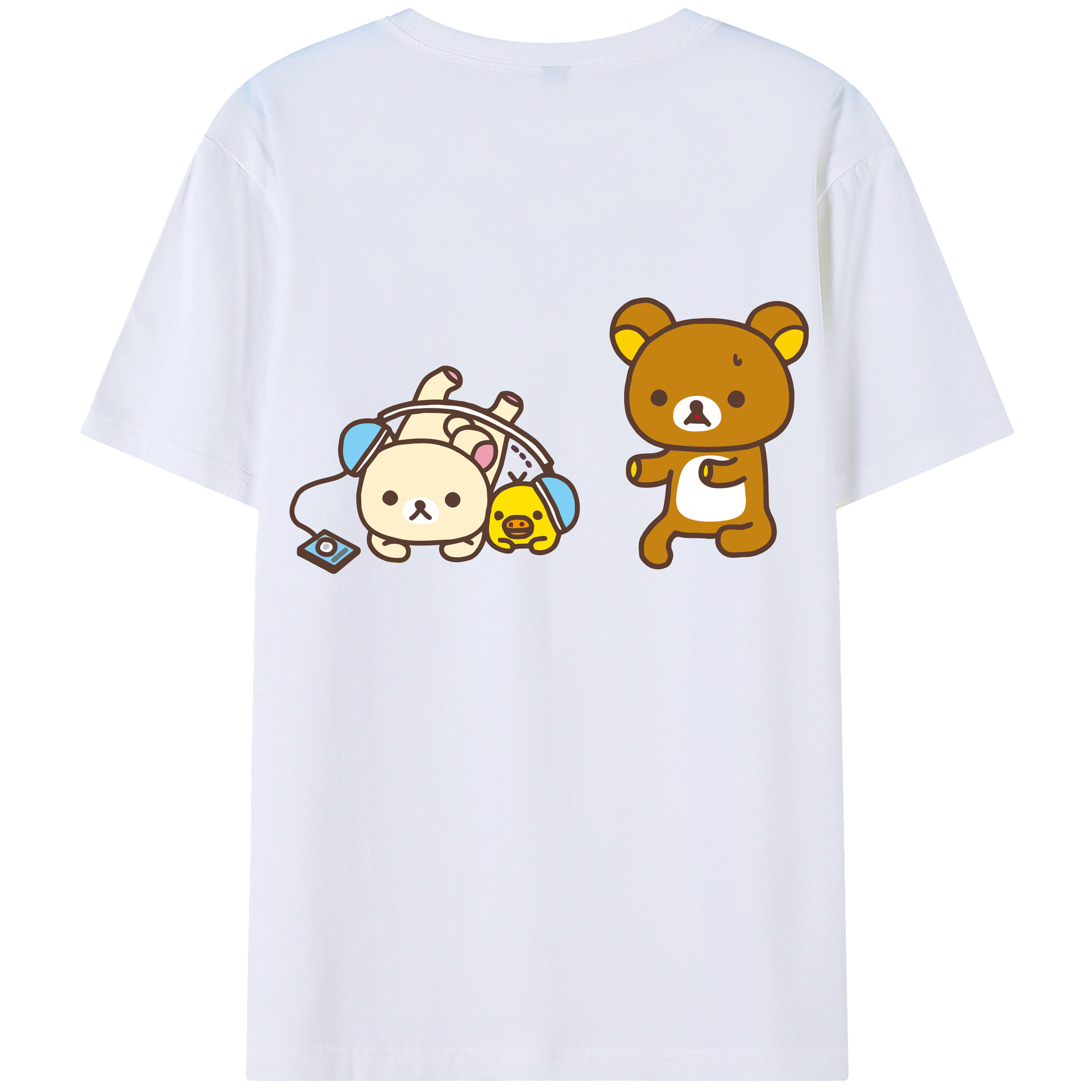 （画像用） リラックマ リラックマ キイロイトリ Rilakkuma Korilakkuma Kiiroitori 綿100％半袖Tシャツ（背面プリント）