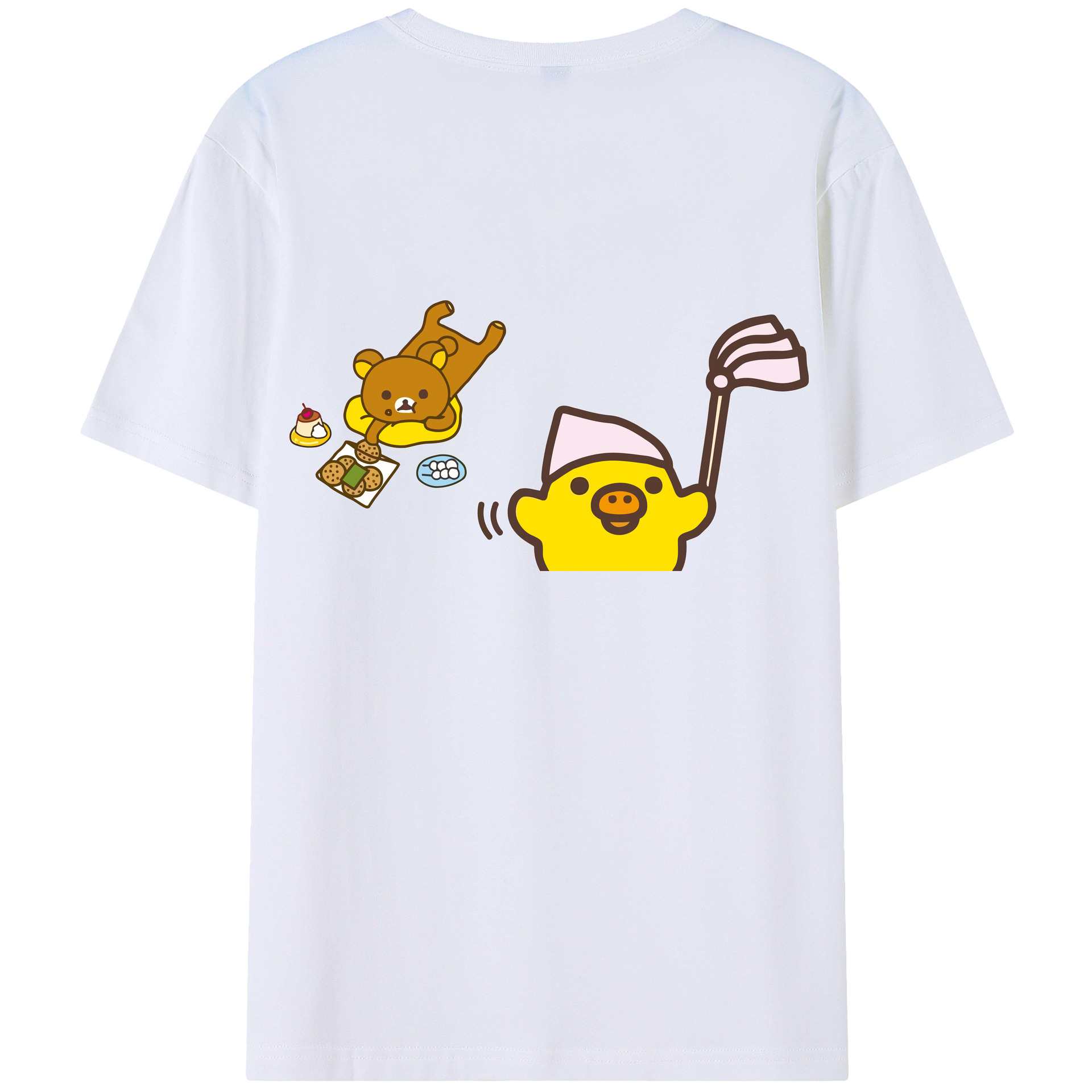 （画像用） リラックマ リラックマ キイロイトリ Rilakkuma Korilakkuma Kiiroitori 綿100％半袖Tシャツ（背面プリント）
