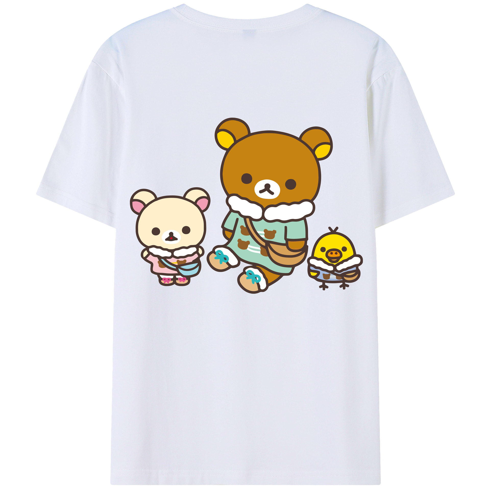 （画像用） リラックマ リラックマ キイロイトリ Rilakkuma Korilakkuma Kiiroitori 綿100％半袖Tシャツ（背面プリント）