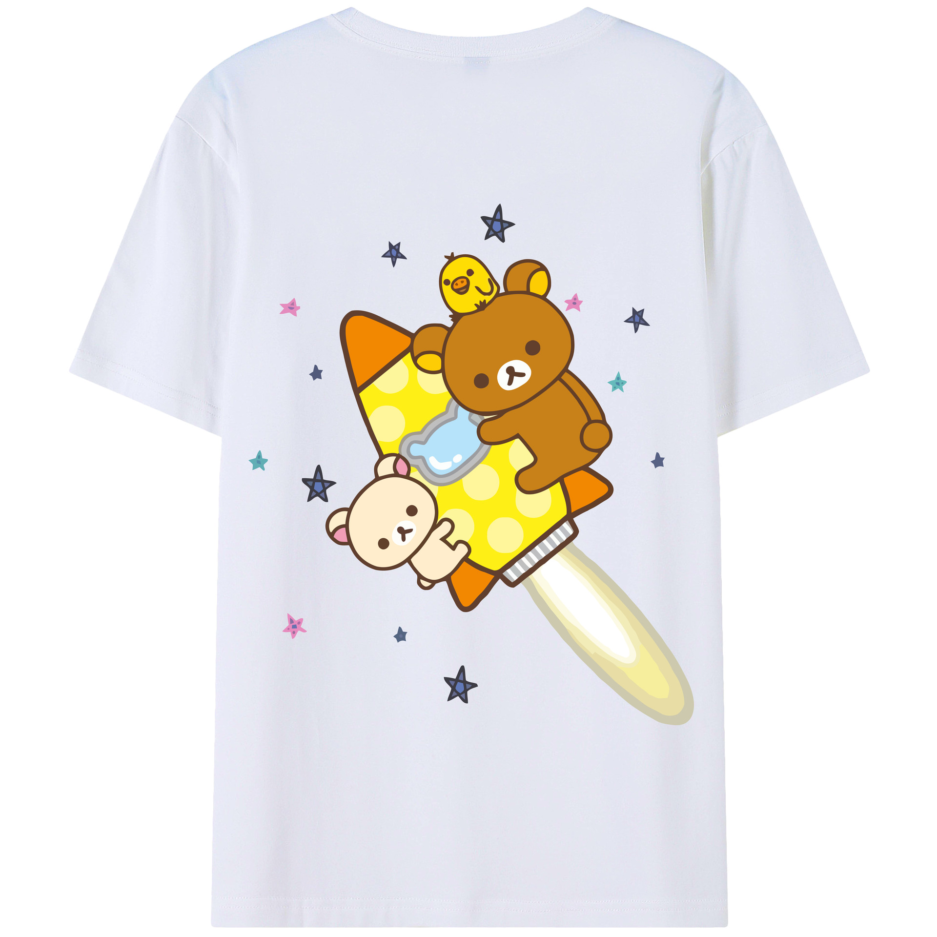 （画像用） リラックマ リラックマ キイロイトリ Rilakkuma Korilakkuma Kiiroitori 綿100％半袖Tシャツ（背面プリント）