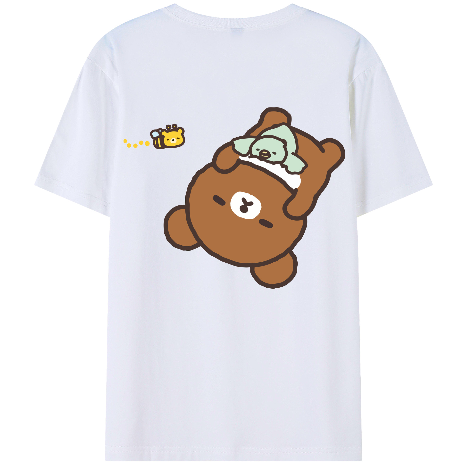 （画像用） リラックマ リラックマ キイロイトリ Rilakkuma Korilakkuma Kiiroitori 綿100％半袖Tシャツ（背面プリント）