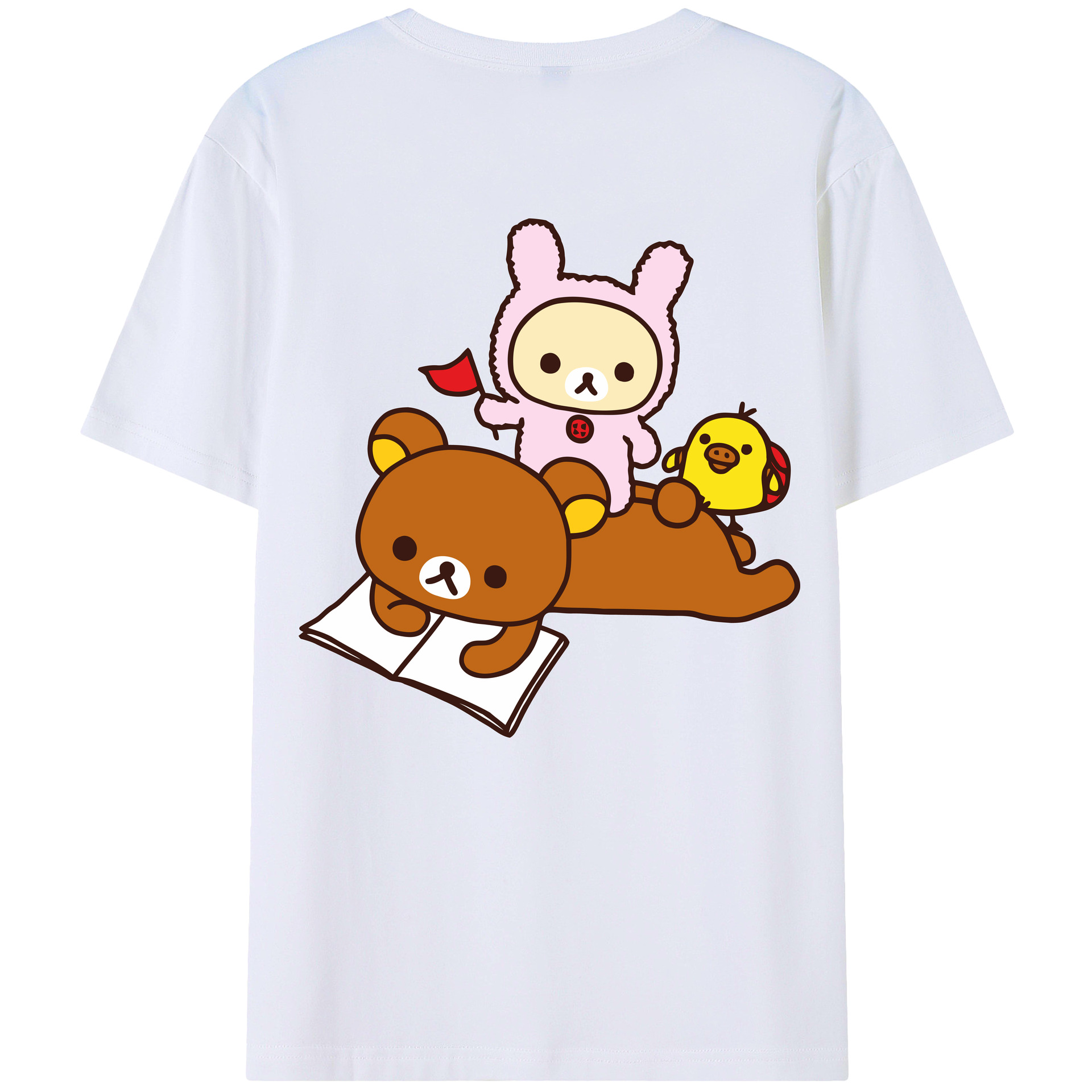 （画像用） リラックマ リラックマ キイロイトリ Rilakkuma Korilakkuma Kiiroitori 綿100％半袖Tシャツ（背面プリント）