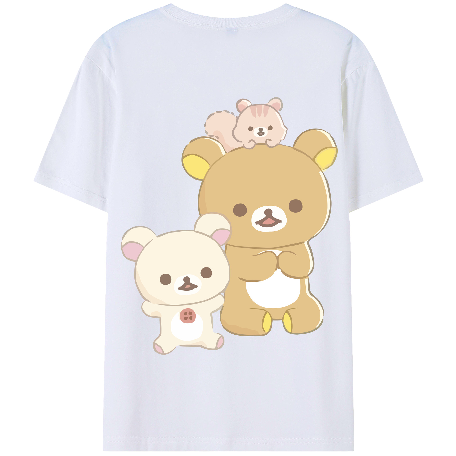 （画像用） リラックマ リラックマ キイロイトリ Rilakkuma Korilakkuma Kiiroitori 綿100％半袖Tシャツ（背面プリント）