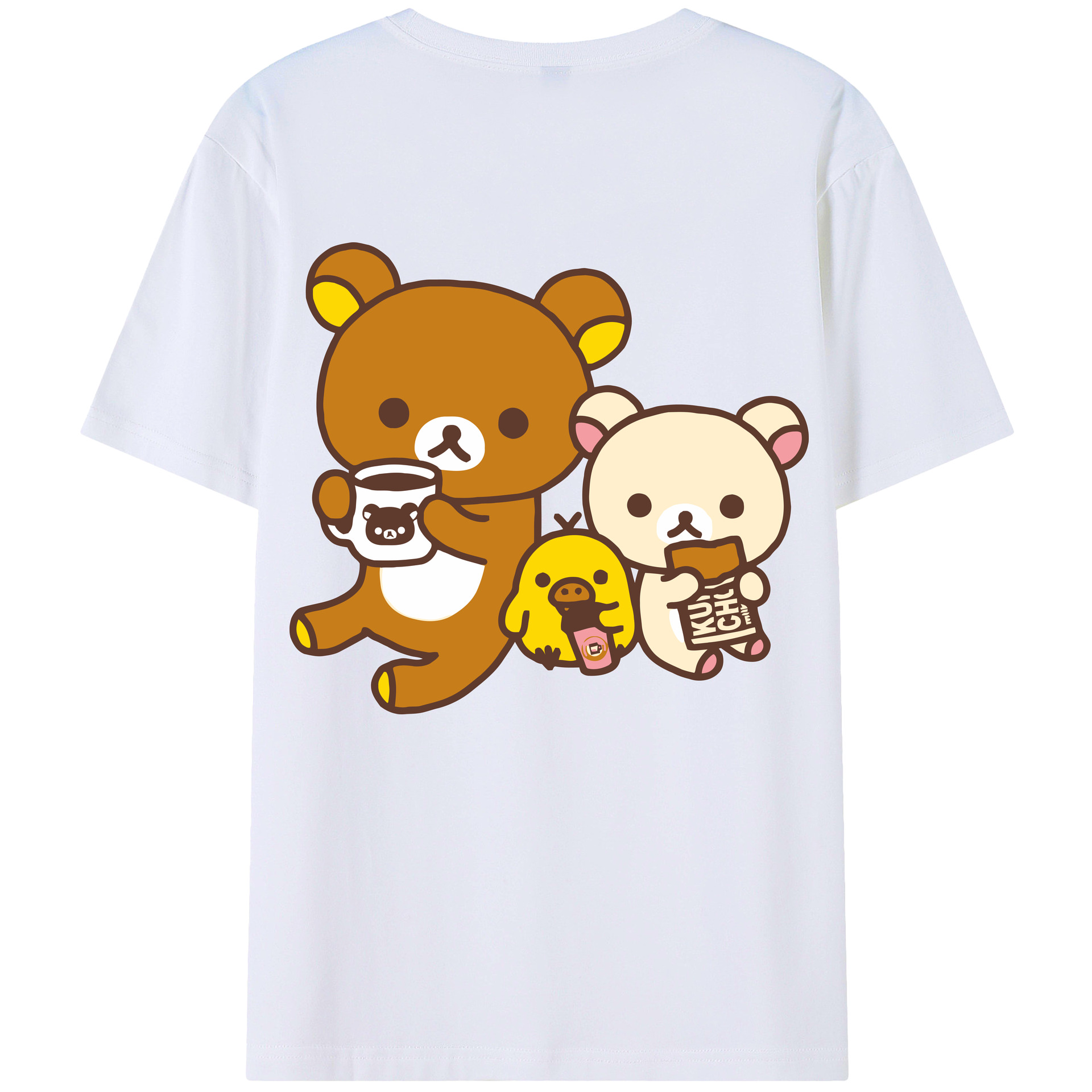 （画像用） リラックマ リラックマ キイロイトリ Rilakkuma Korilakkuma Kiiroitori 綿100％半袖Tシャツ（背面プリント）