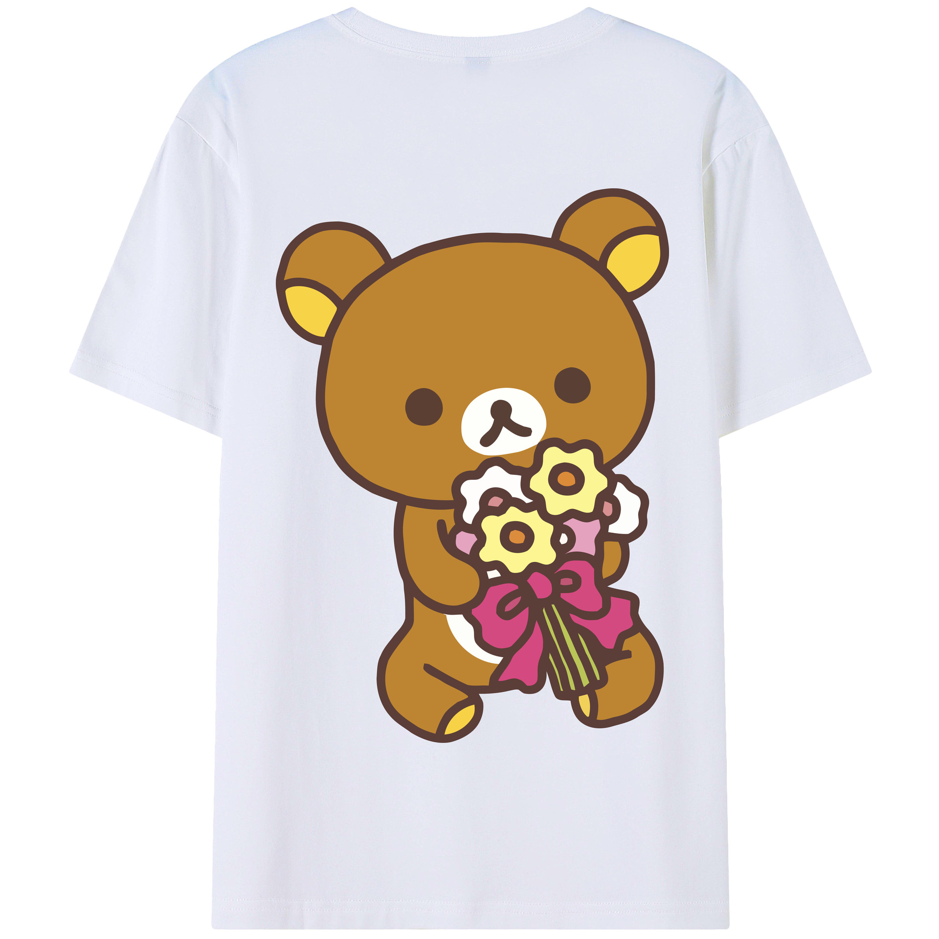 （画像用） リラックマ リラックマ キイロイトリ Rilakkuma Korilakkuma Kiiroitori 綿100％半袖Tシャツ（背面プリント）