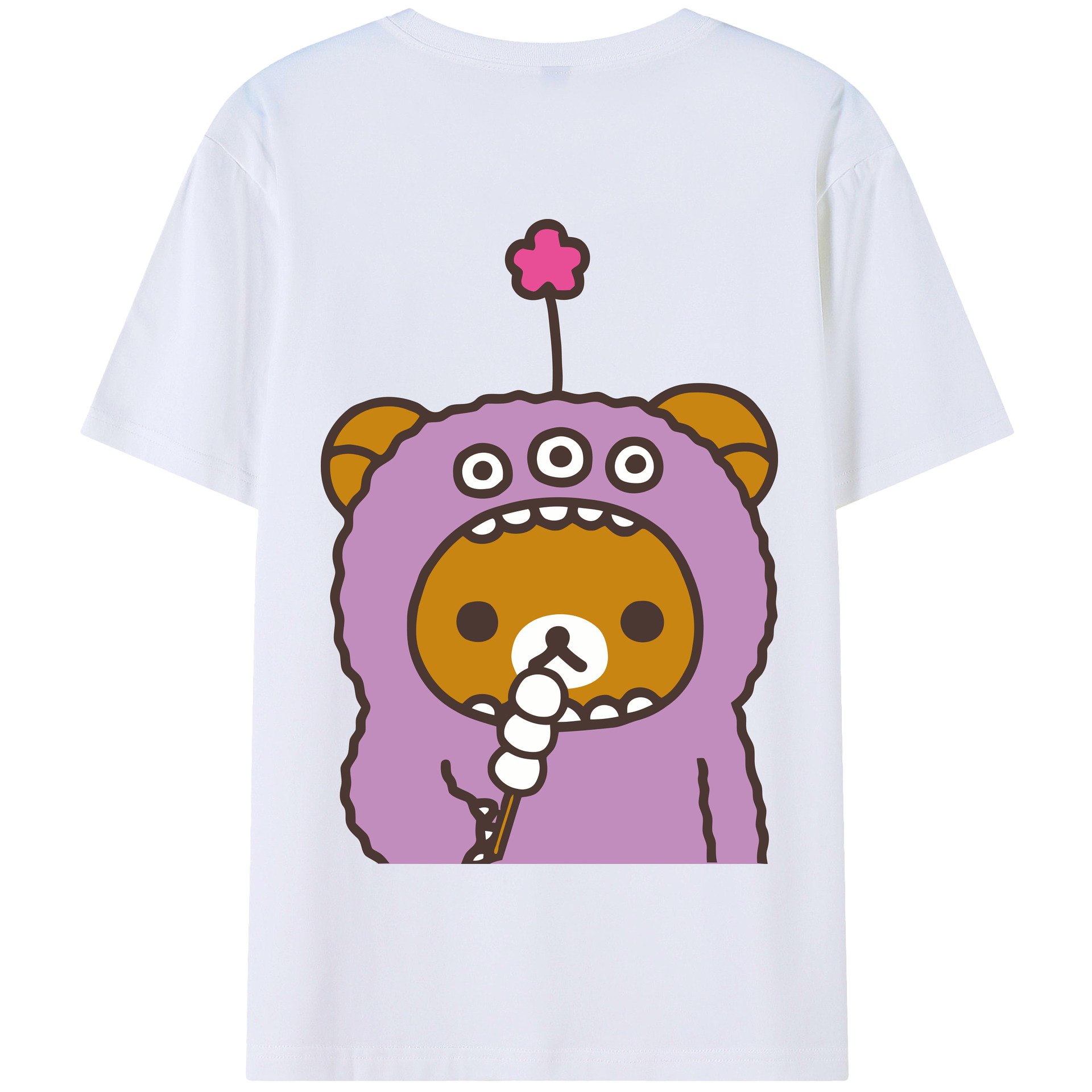（画像用） リラックマ リラックマ キイロイトリ Rilakkuma Korilakkuma Kiiroitori 綿100％半袖Tシャツ（背面プリント）