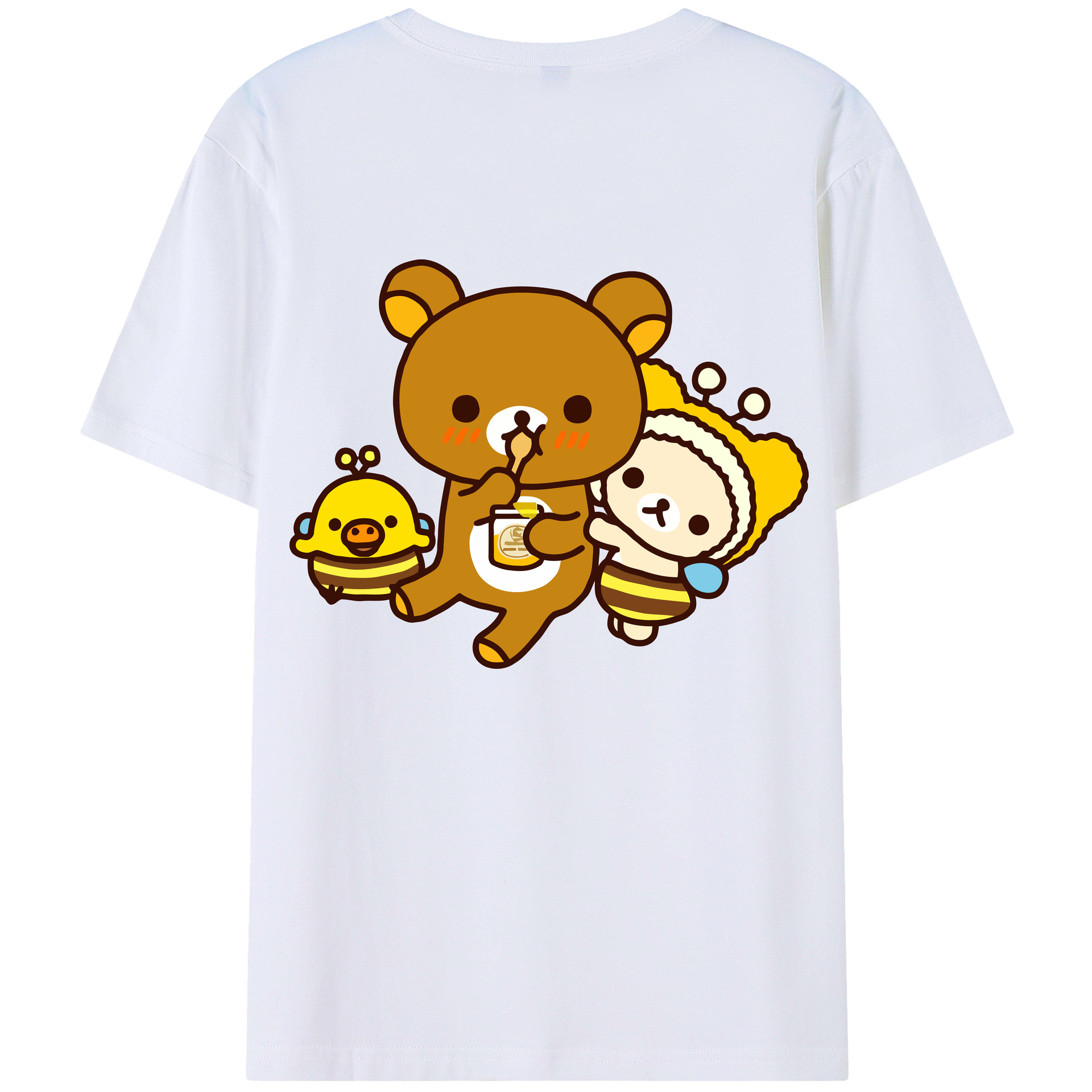 （画像用） リラックマ リラックマ キイロイトリ Rilakkuma Korilakkuma Kiiroitori 綿100％半袖Tシャツ（背面プリント）