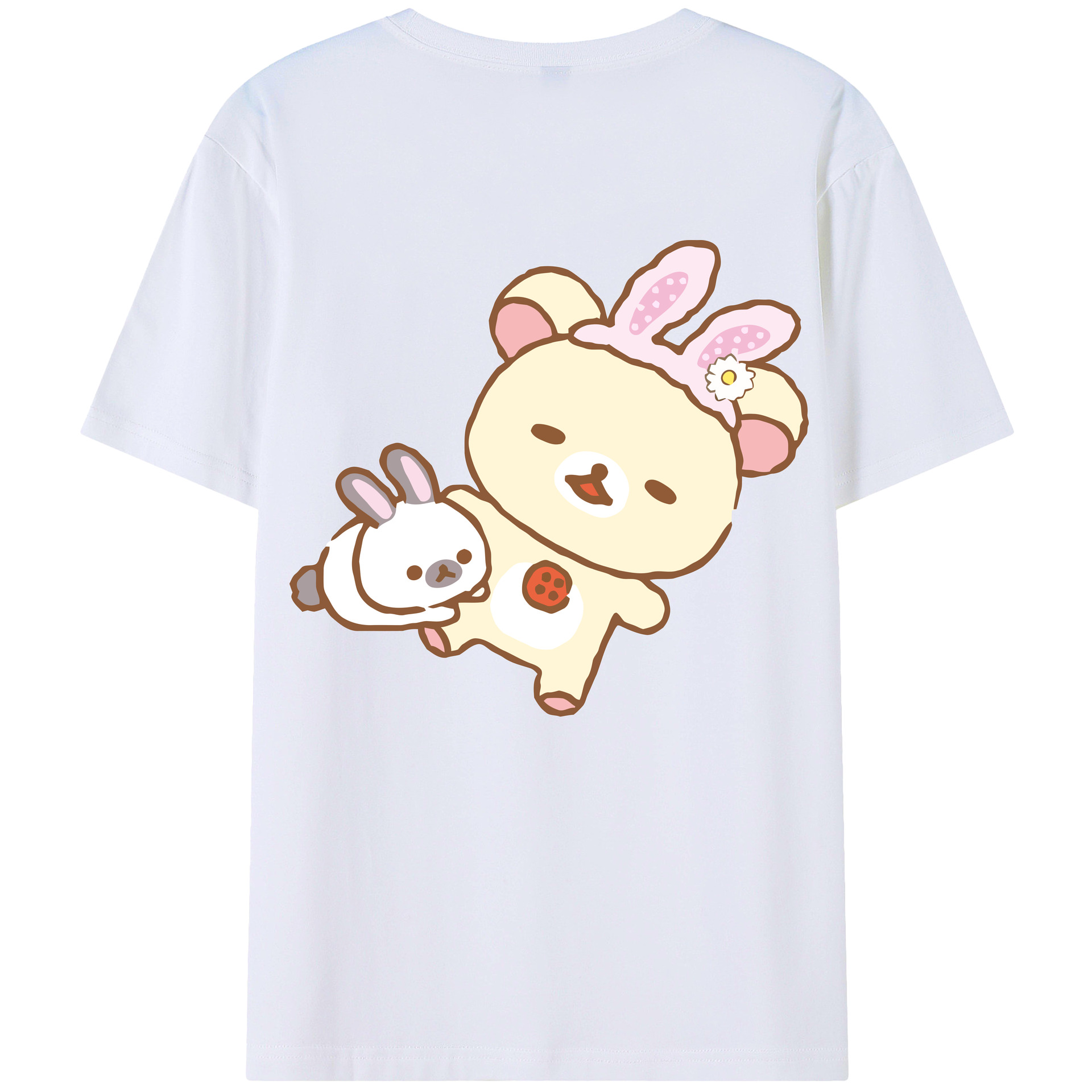 （画像用） リラックマ リラックマ キイロイトリ Rilakkuma Korilakkuma Kiiroitori 綿100％半袖Tシャツ（背面プリント）