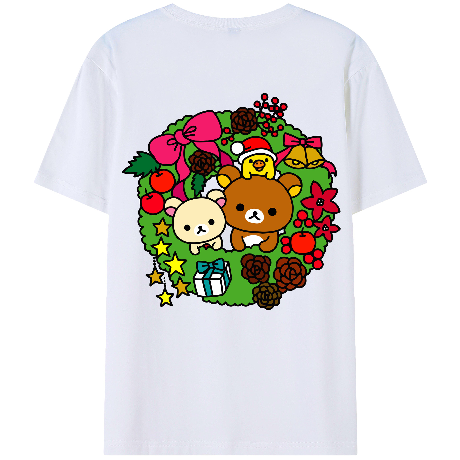 （画像用） リラックマ リラックマ キイロイトリ Rilakkuma Korilakkuma Kiiroitori 綿100％半袖Tシャツ（背面プリント）