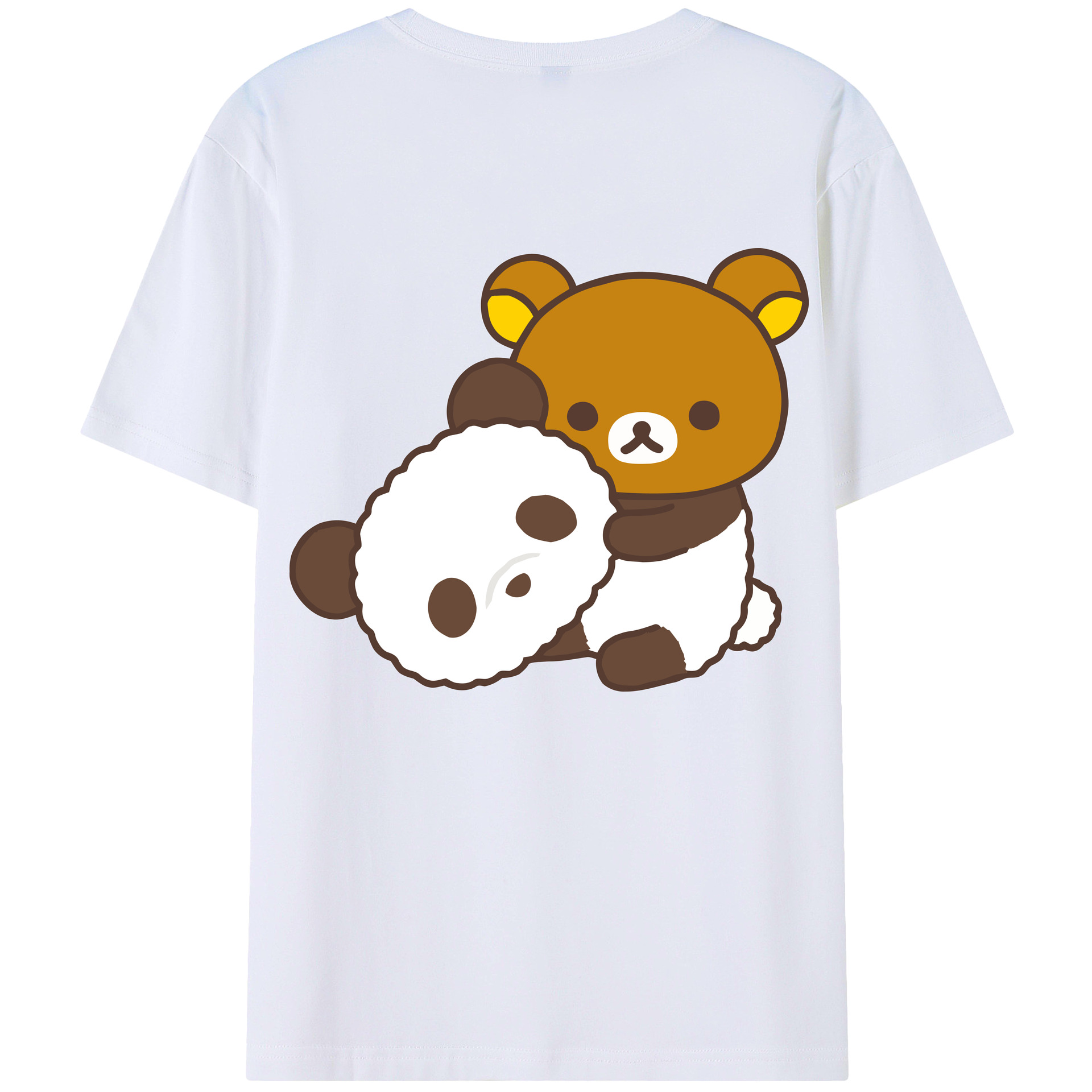 （画像用） リラックマ リラックマ キイロイトリ Rilakkuma Korilakkuma Kiiroitori 綿100％半袖Tシャツ（背面プリント）