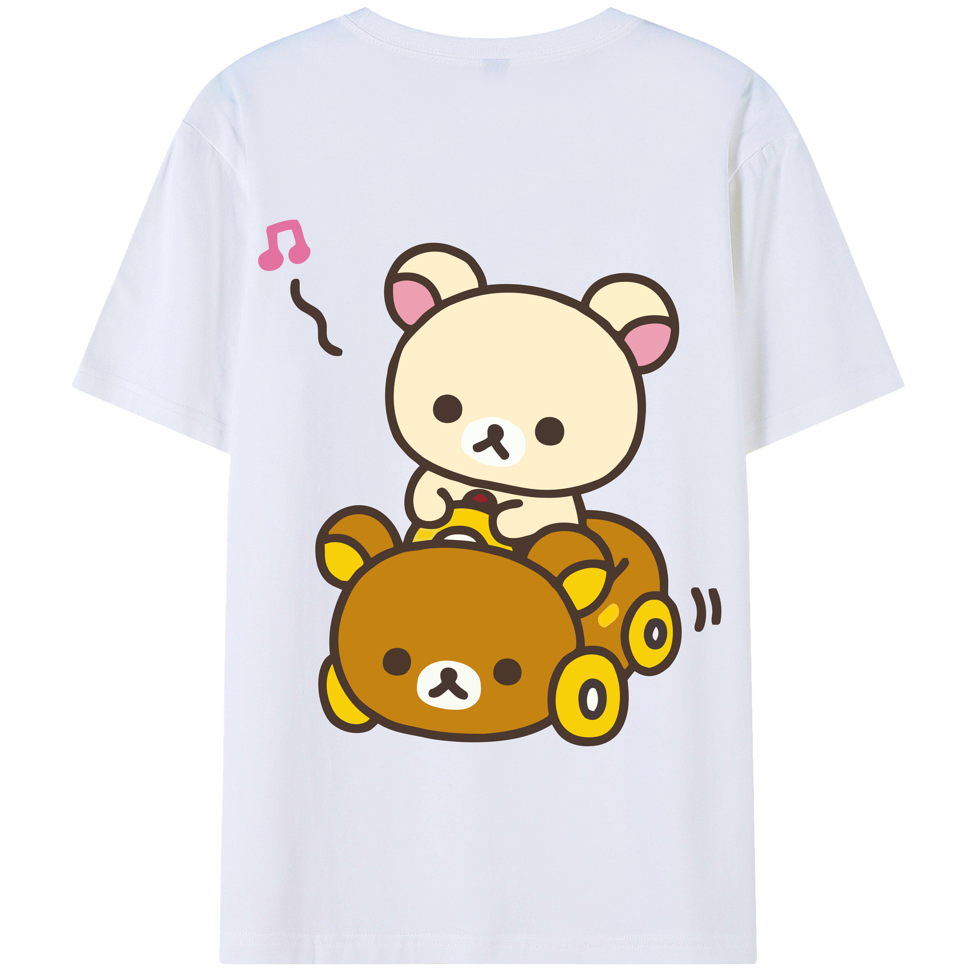 （画像用） リラックマ リラックマ キイロイトリ Rilakkuma Korilakkuma Kiiroitori 綿100％半袖Tシャツ（背面プリント）