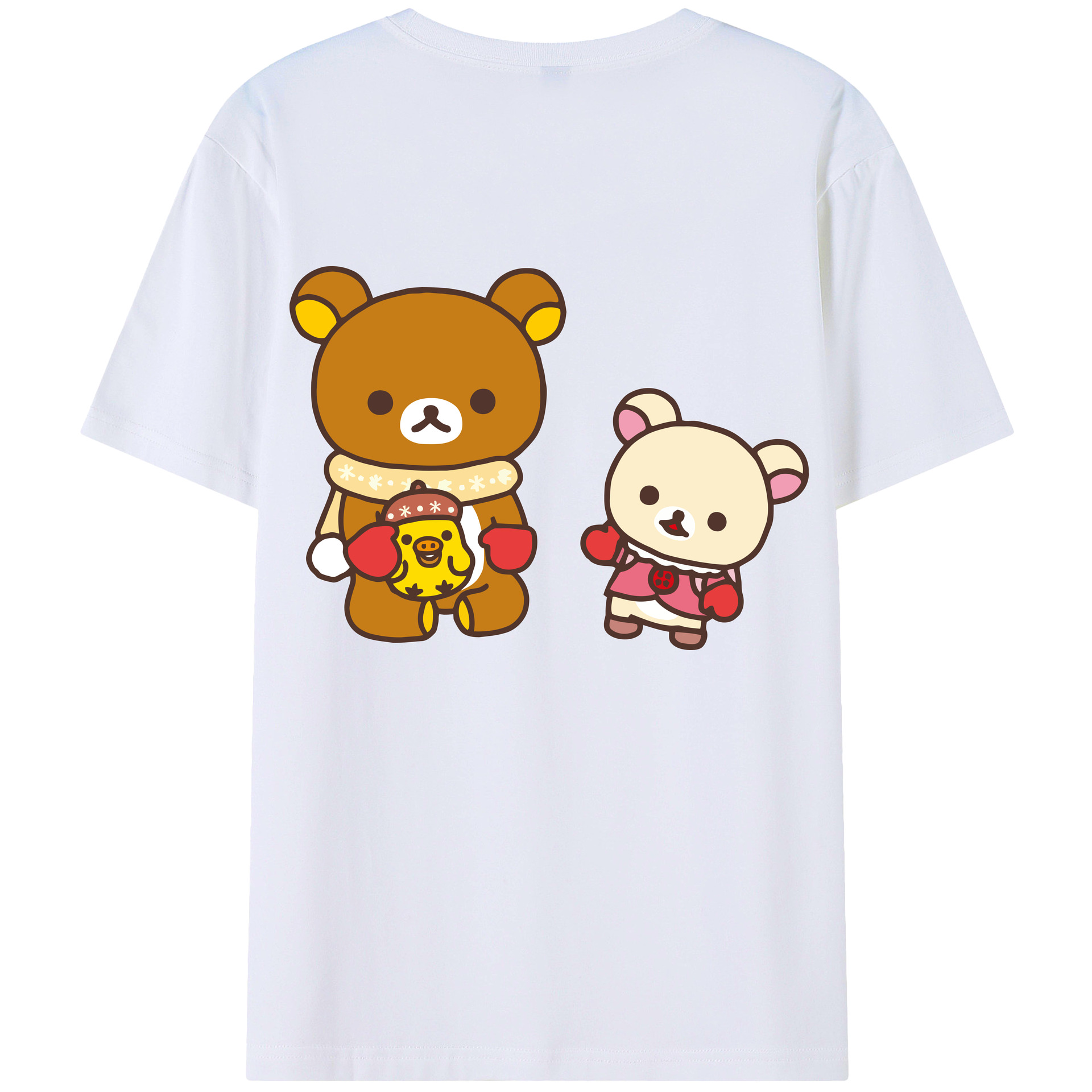（画像用） リラックマ リラックマ キイロイトリ Rilakkuma Korilakkuma Kiiroitori 綿100％半袖Tシャツ（背面プリント）
