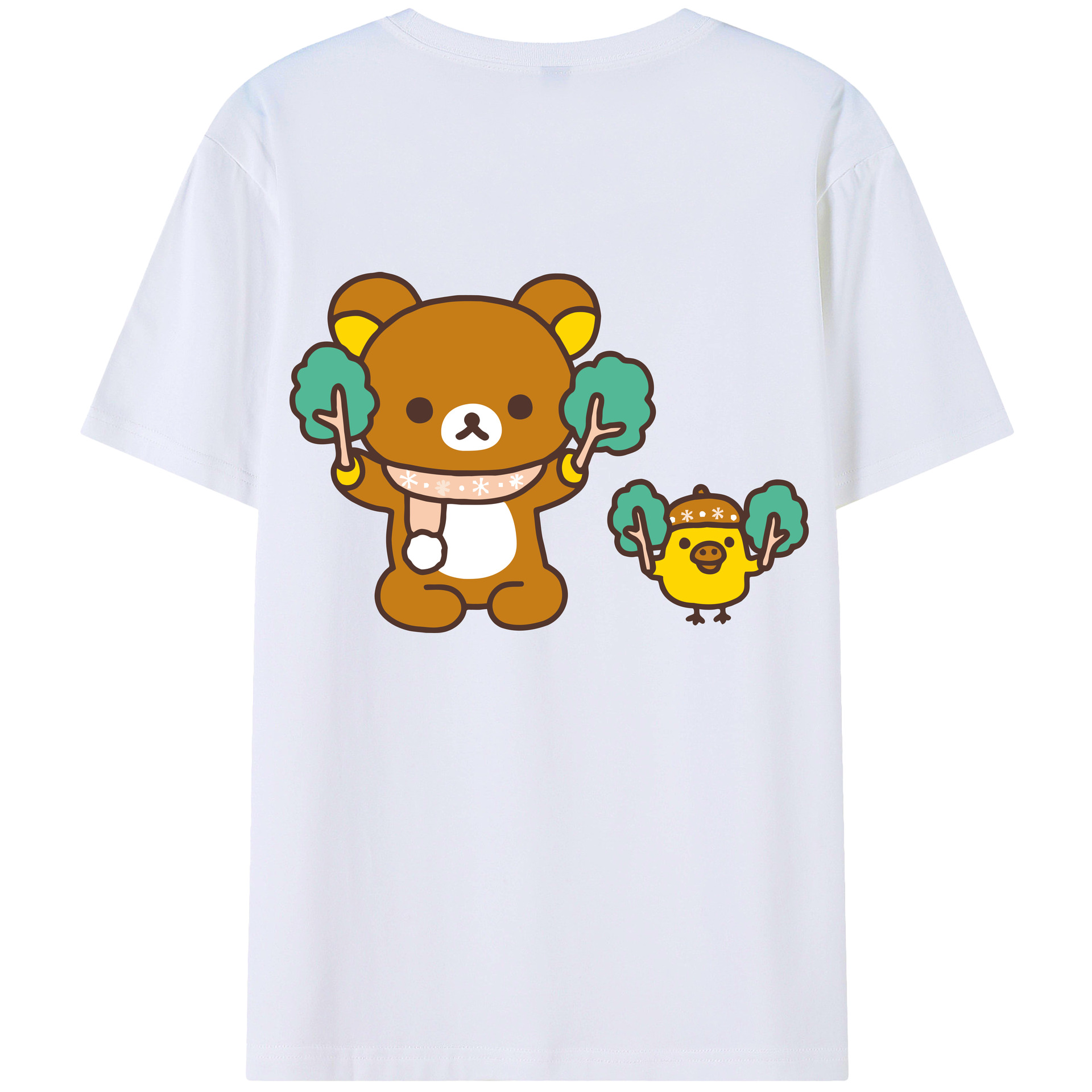 （画像用） リラックマ リラックマ キイロイトリ Rilakkuma Korilakkuma Kiiroitori 綿100％半袖Tシャツ（背面プリント）
