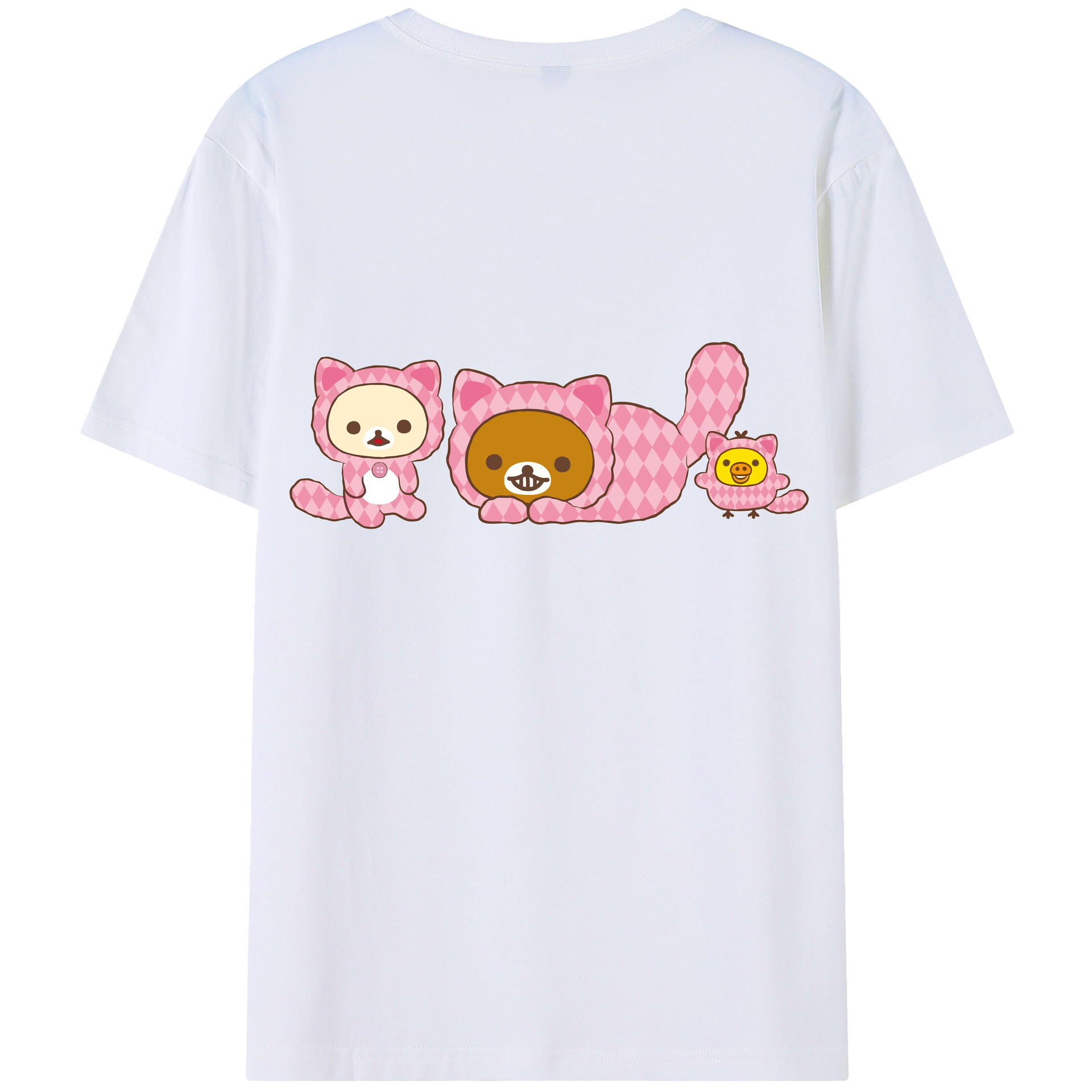 （画像用） リラックマ リラックマ キイロイトリ Rilakkuma Korilakkuma Kiiroitori 綿100％半袖Tシャツ（背面プリント）