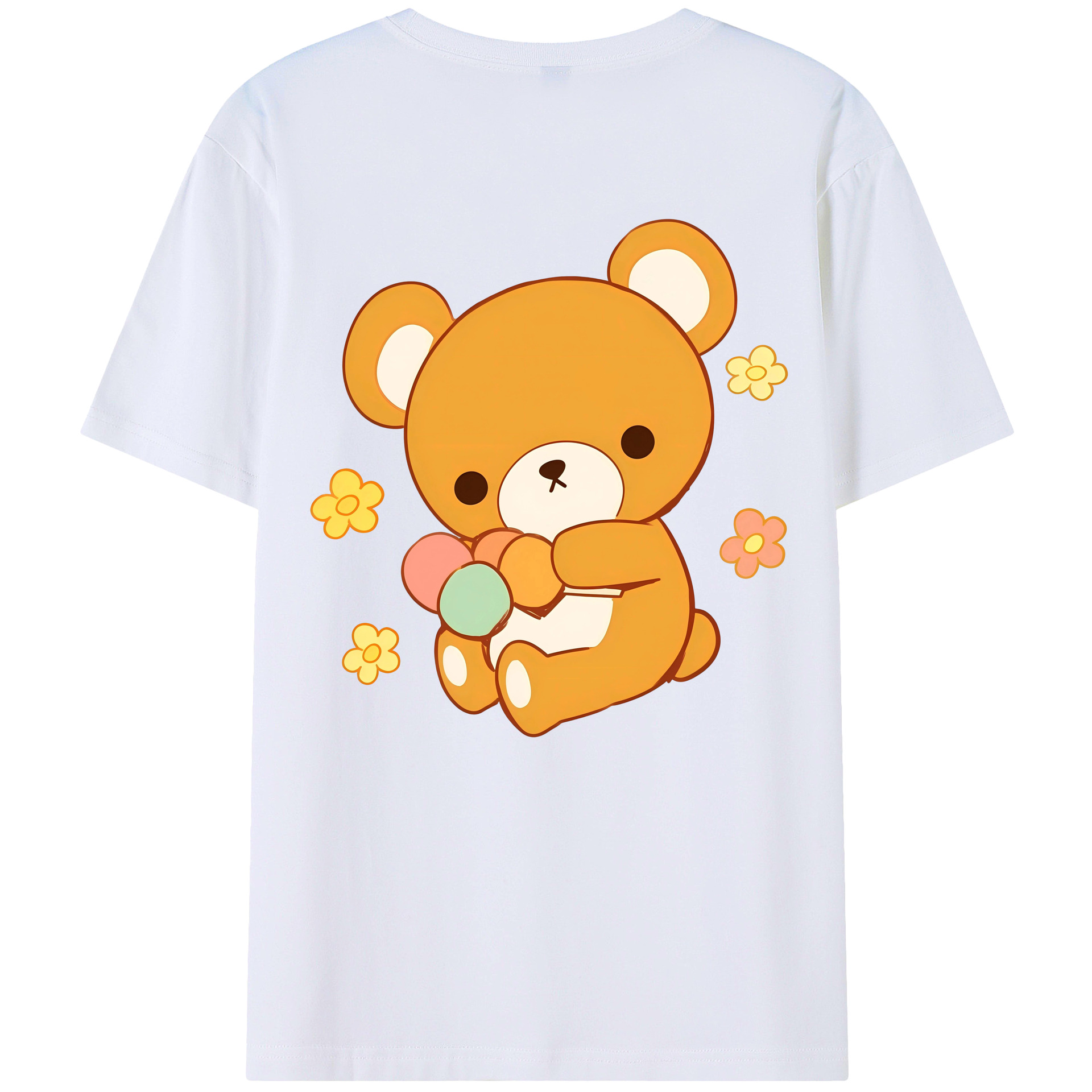 （画像用） リラックマ リラックマ キイロイトリ Rilakkuma Korilakkuma Kiiroitori 綿100％半袖Tシャツ（背面プリント）