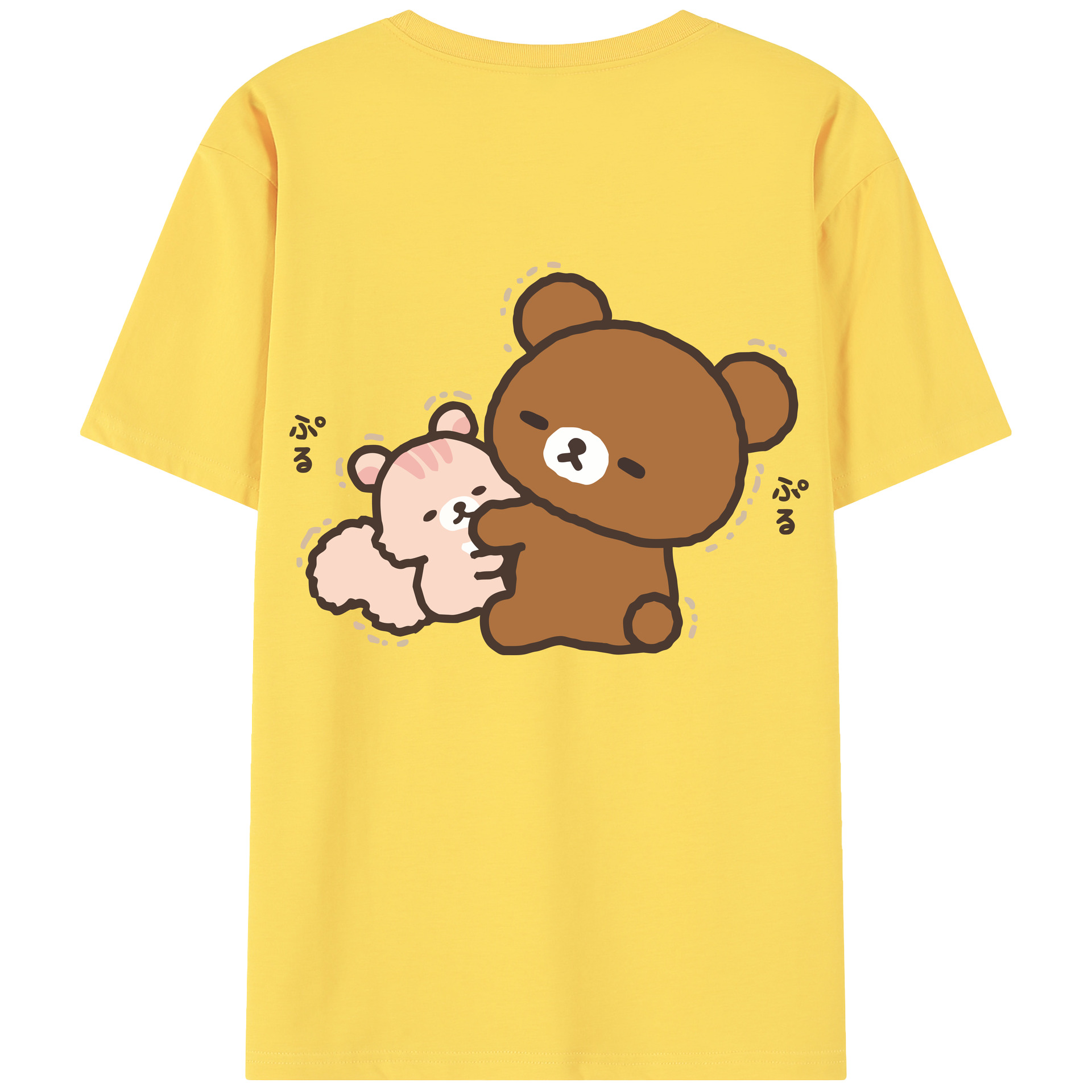 （画像用） リラックマ リラックマ キイロイトリ Rilakkuma Korilakkuma Kiiroitori 綿100％半袖Tシャツ（背面プリント）
