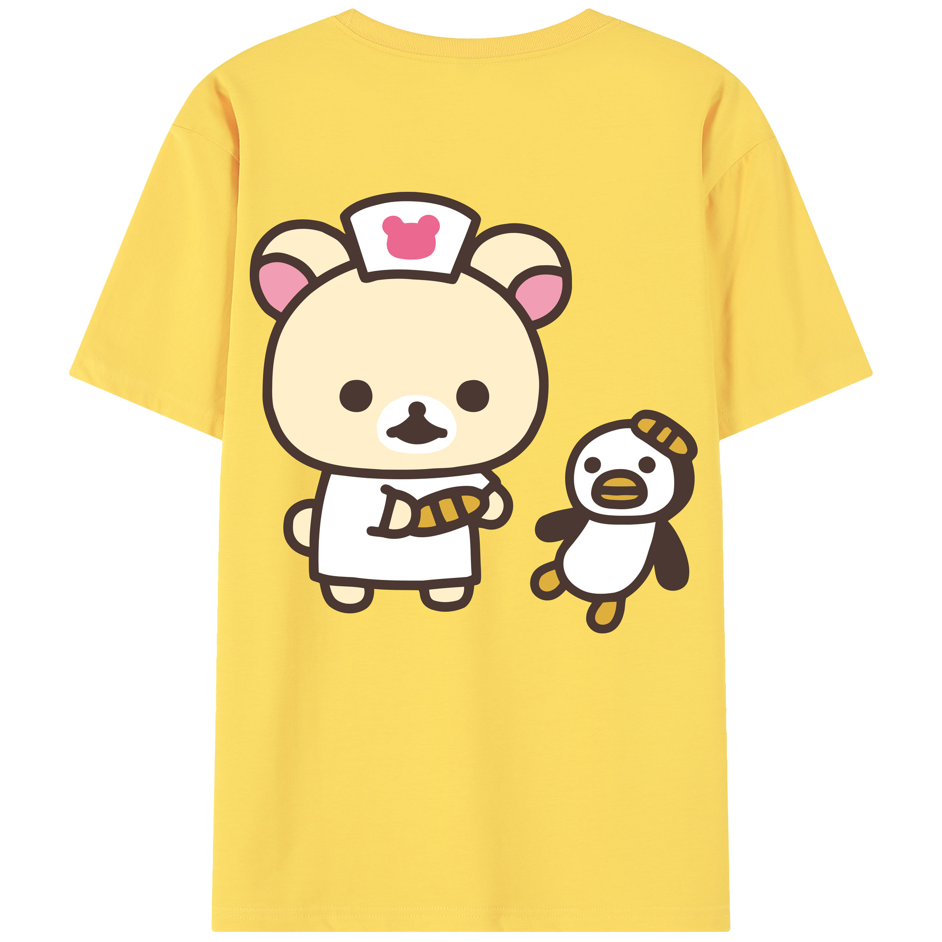 （画像用） リラックマ リラックマ キイロイトリ Rilakkuma Korilakkuma Kiiroitori 綿100％半袖Tシャツ（背面プリント）
