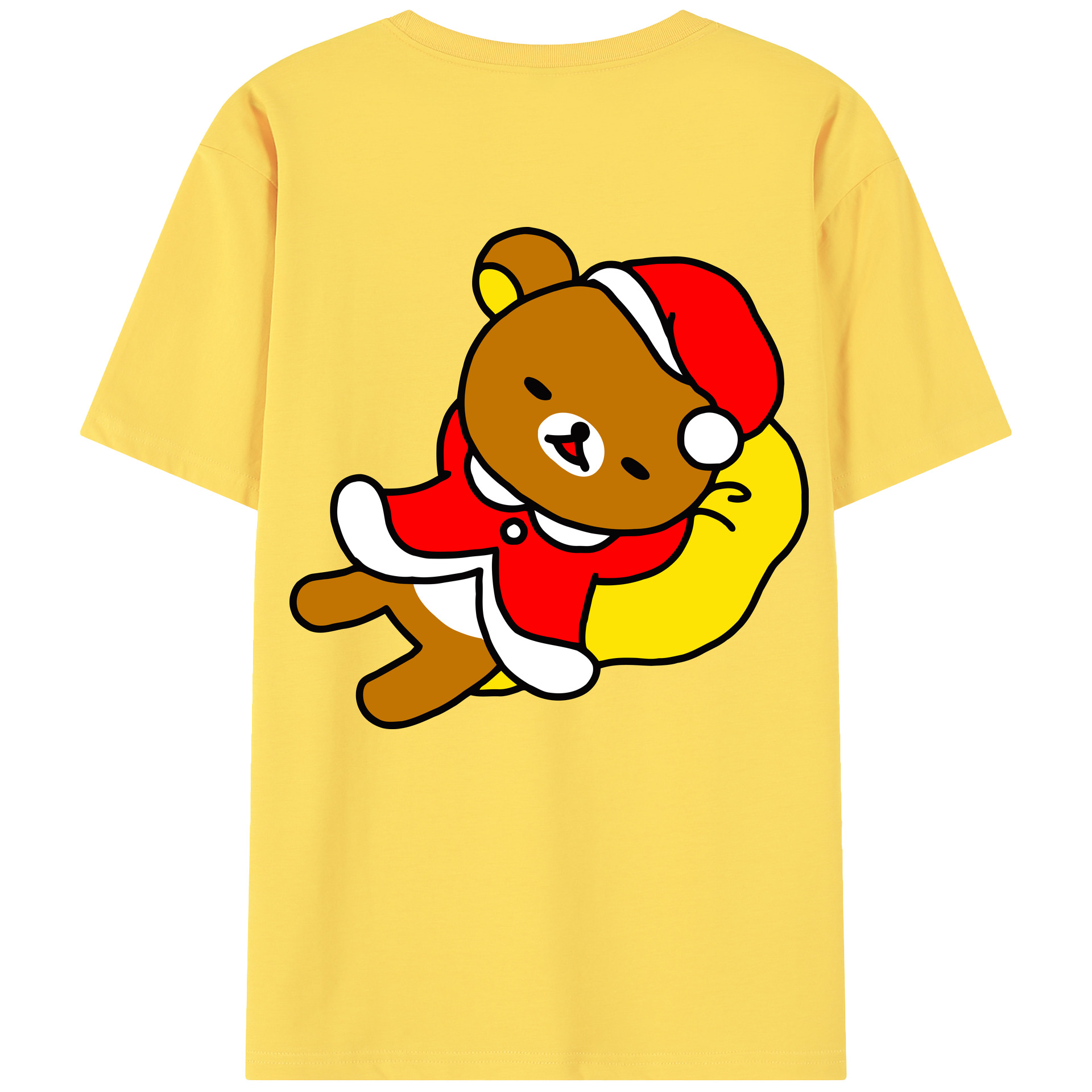 （画像用） リラックマ リラックマ キイロイトリ Rilakkuma Korilakkuma Kiiroitori 綿100％半袖Tシャツ（背面プリント）