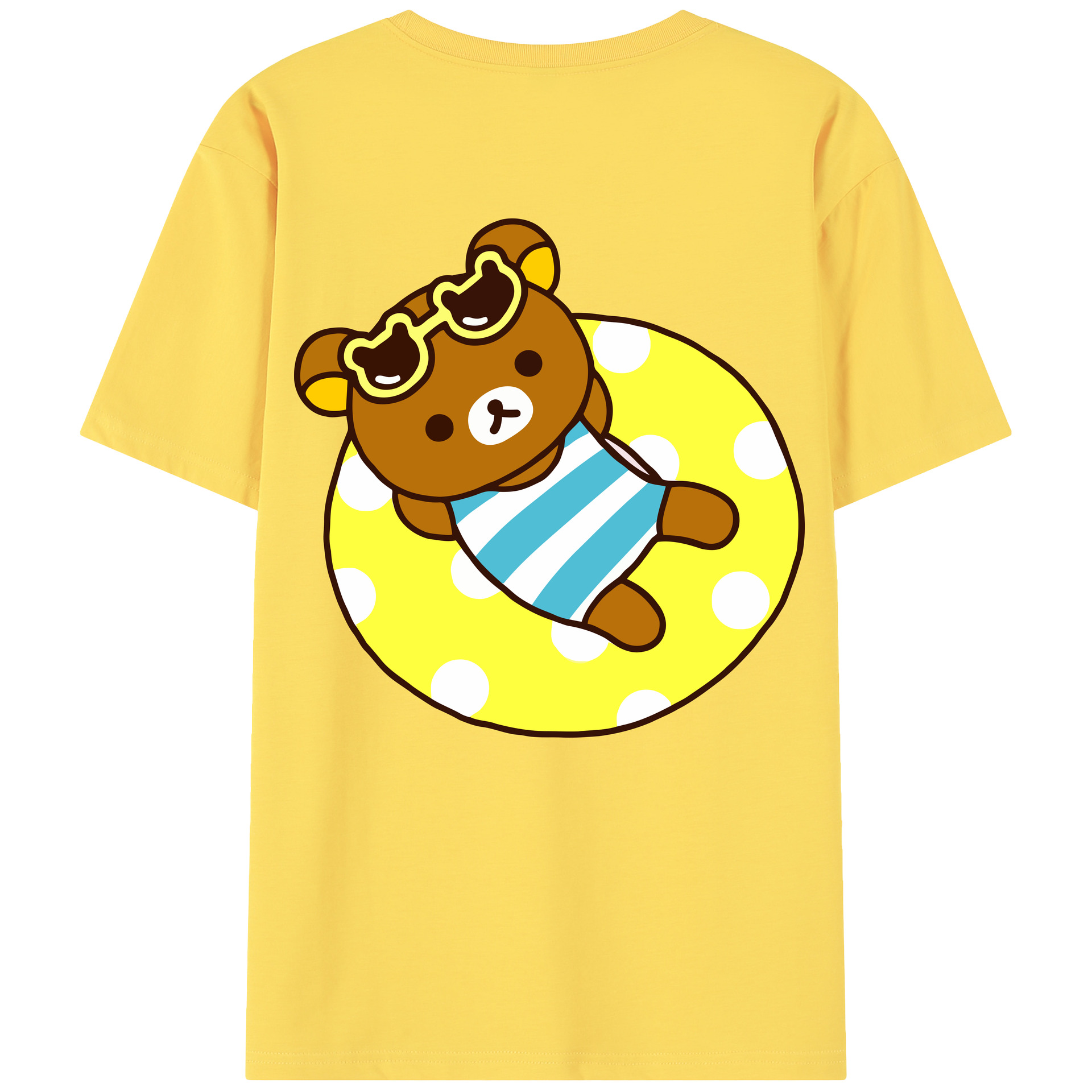 （画像用） リラックマ リラックマ キイロイトリ Rilakkuma Korilakkuma Kiiroitori 綿100％半袖Tシャツ（背面プリント）
