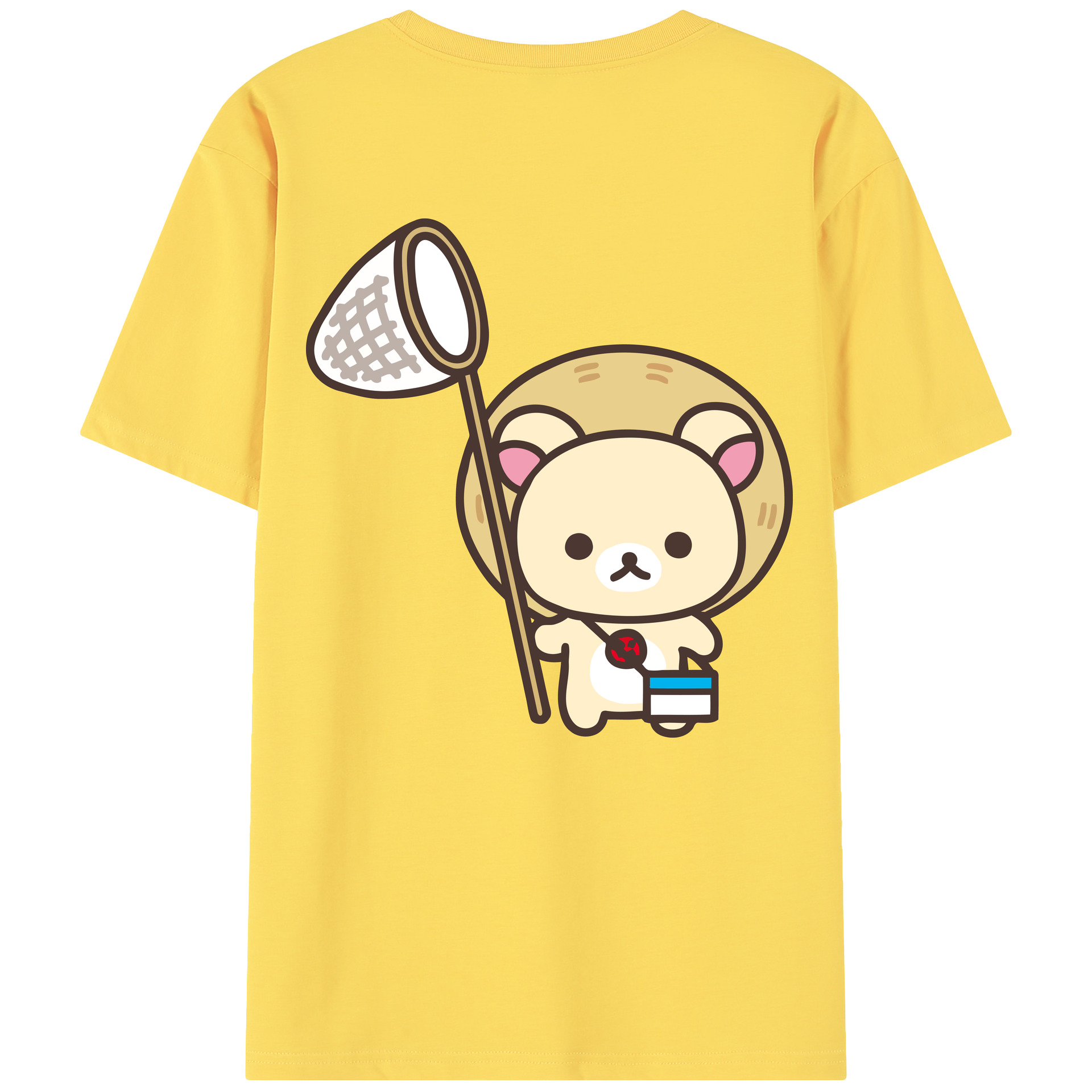 （画像用） リラックマ リラックマ キイロイトリ Rilakkuma Korilakkuma Kiiroitori 綿100％半袖Tシャツ（背面プリント）