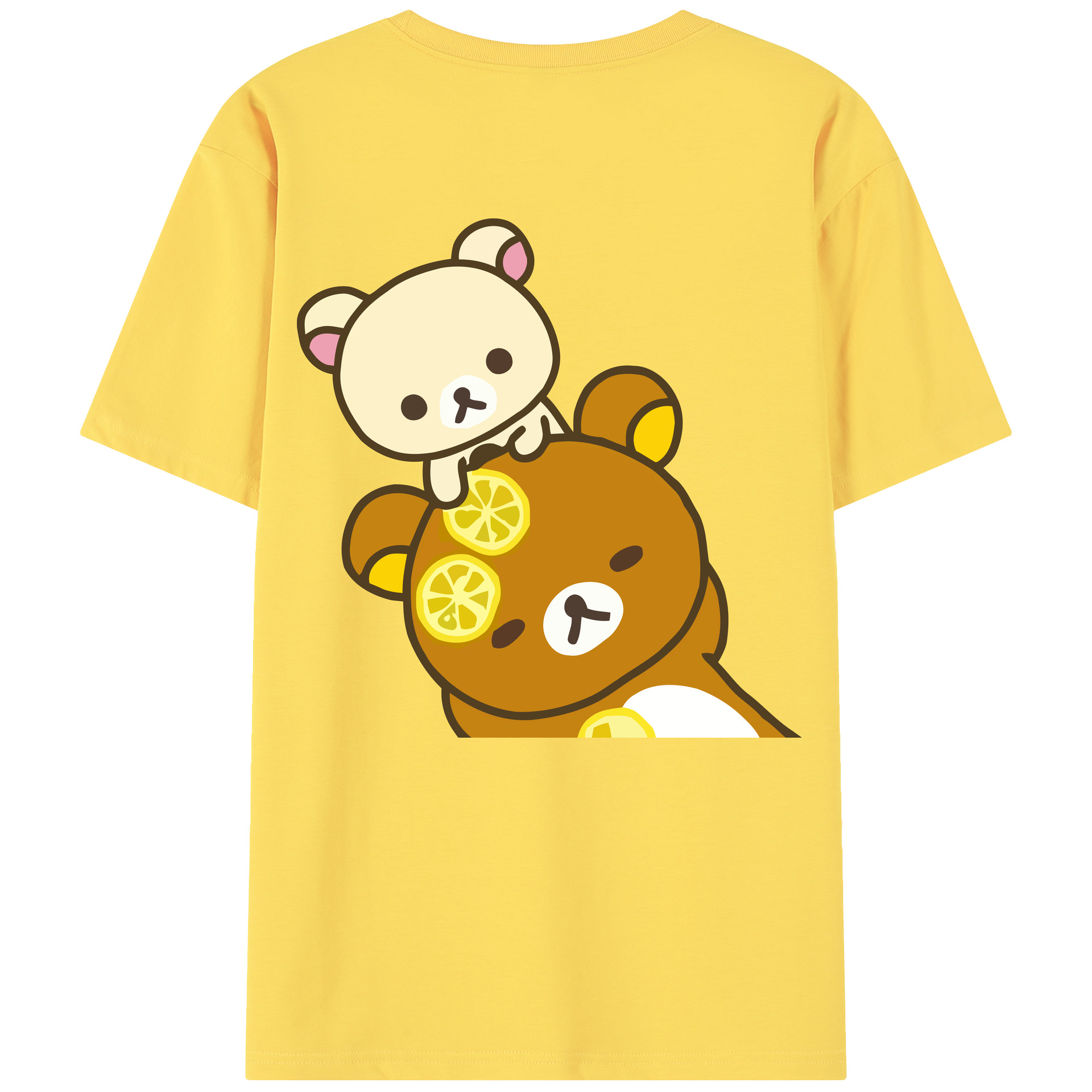 （画像用） リラックマ リラックマ キイロイトリ Rilakkuma Korilakkuma Kiiroitori 綿100％半袖Tシャツ（背面プリント）