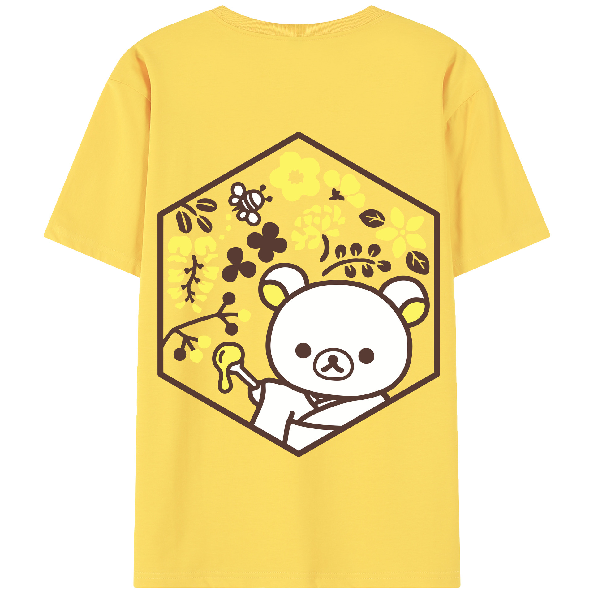 （画像用） リラックマ リラックマ キイロイトリ Rilakkuma Korilakkuma Kiiroitori 綿100％半袖Tシャツ（背面プリント）