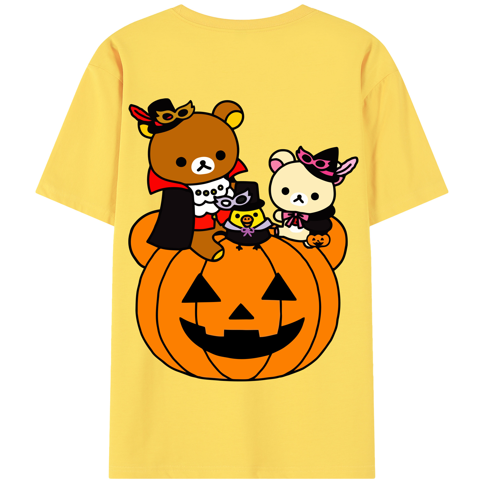 （画像用） リラックマ リラックマ キイロイトリ Rilakkuma Korilakkuma Kiiroitori 綿100％半袖Tシャツ（背面プリント）