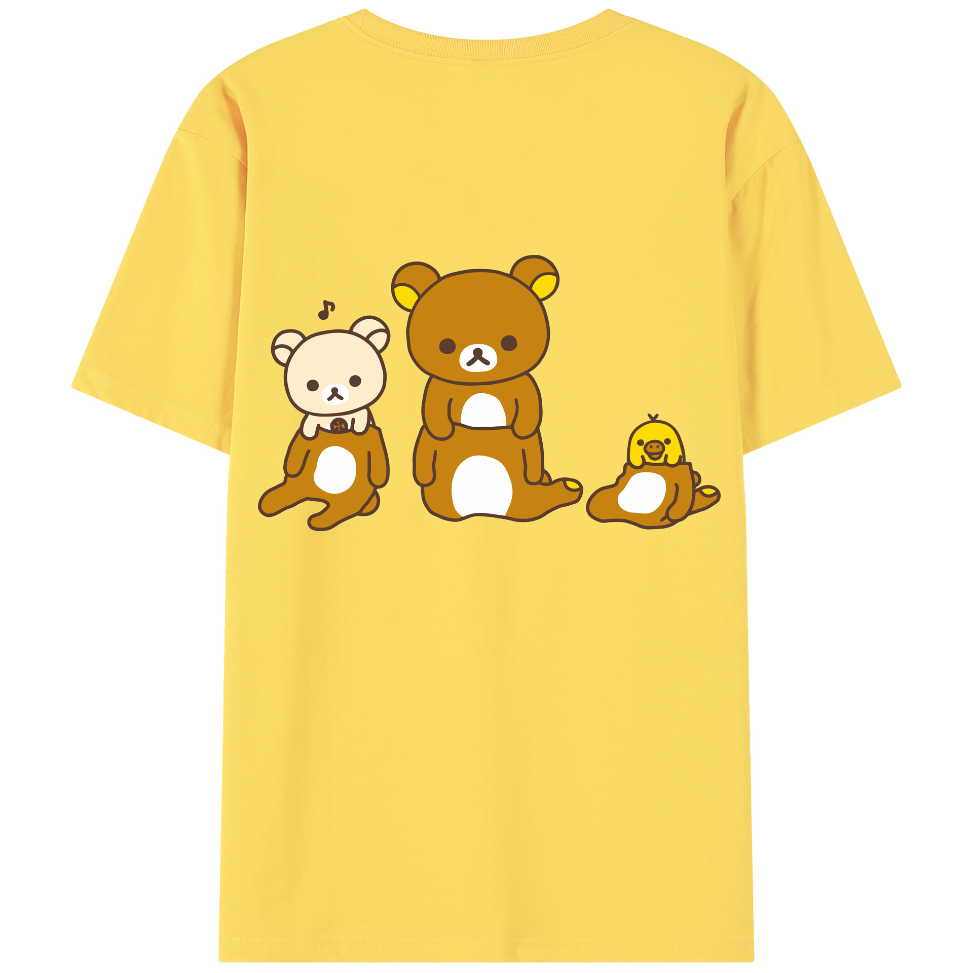 （画像用） リラックマ リラックマ キイロイトリ Rilakkuma Korilakkuma Kiiroitori 綿100％半袖Tシャツ（背面プリント）