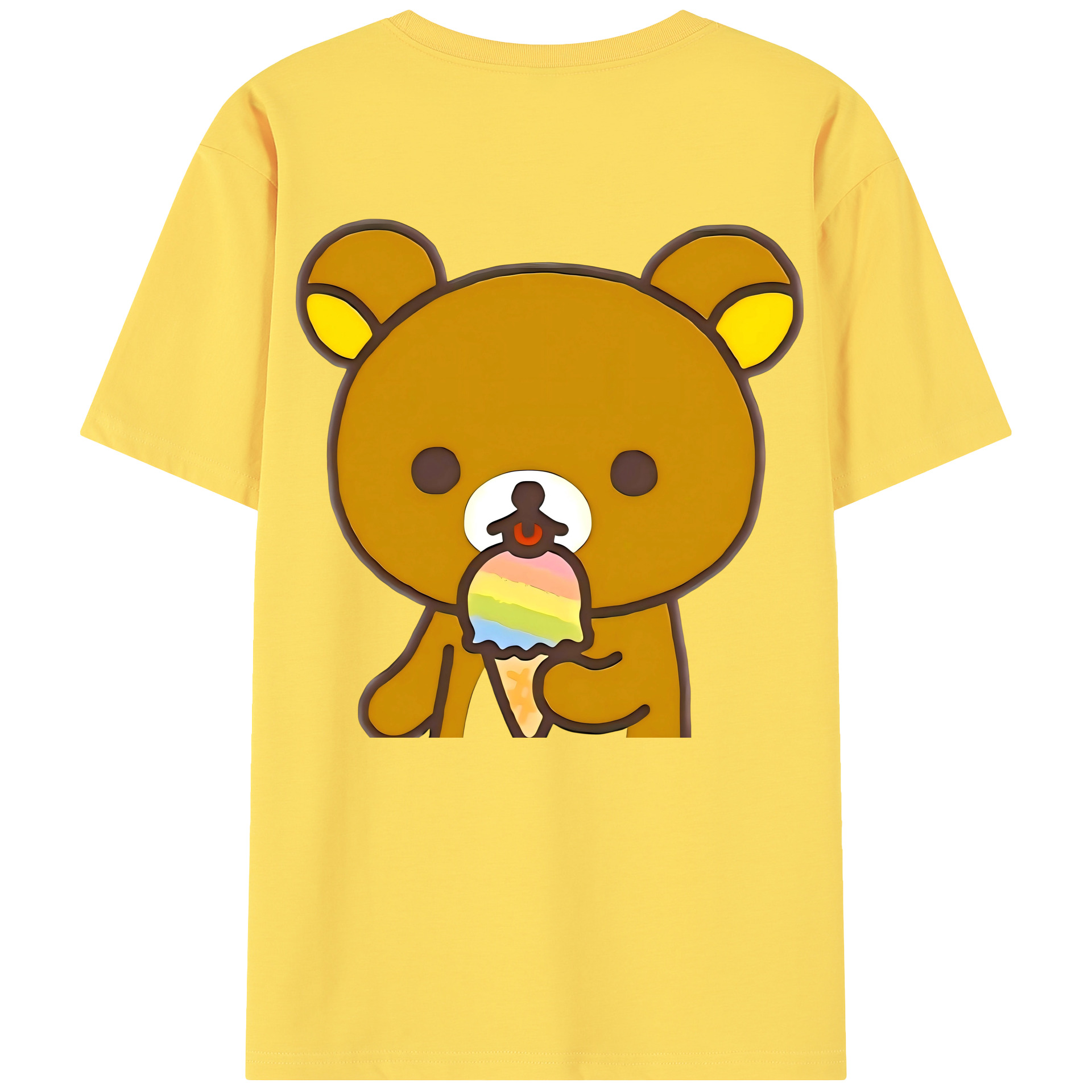（画像用） リラックマ リラックマ キイロイトリ Rilakkuma Korilakkuma Kiiroitori 綿100％半袖Tシャツ（背面プリント）