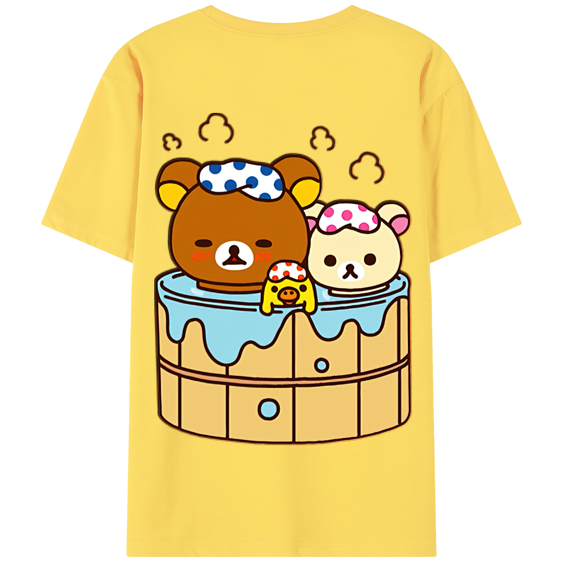 （画像用） リラックマ リラックマ キイロイトリ Rilakkuma Korilakkuma Kiiroitori 綿100％半袖Tシャツ（背面プリント）