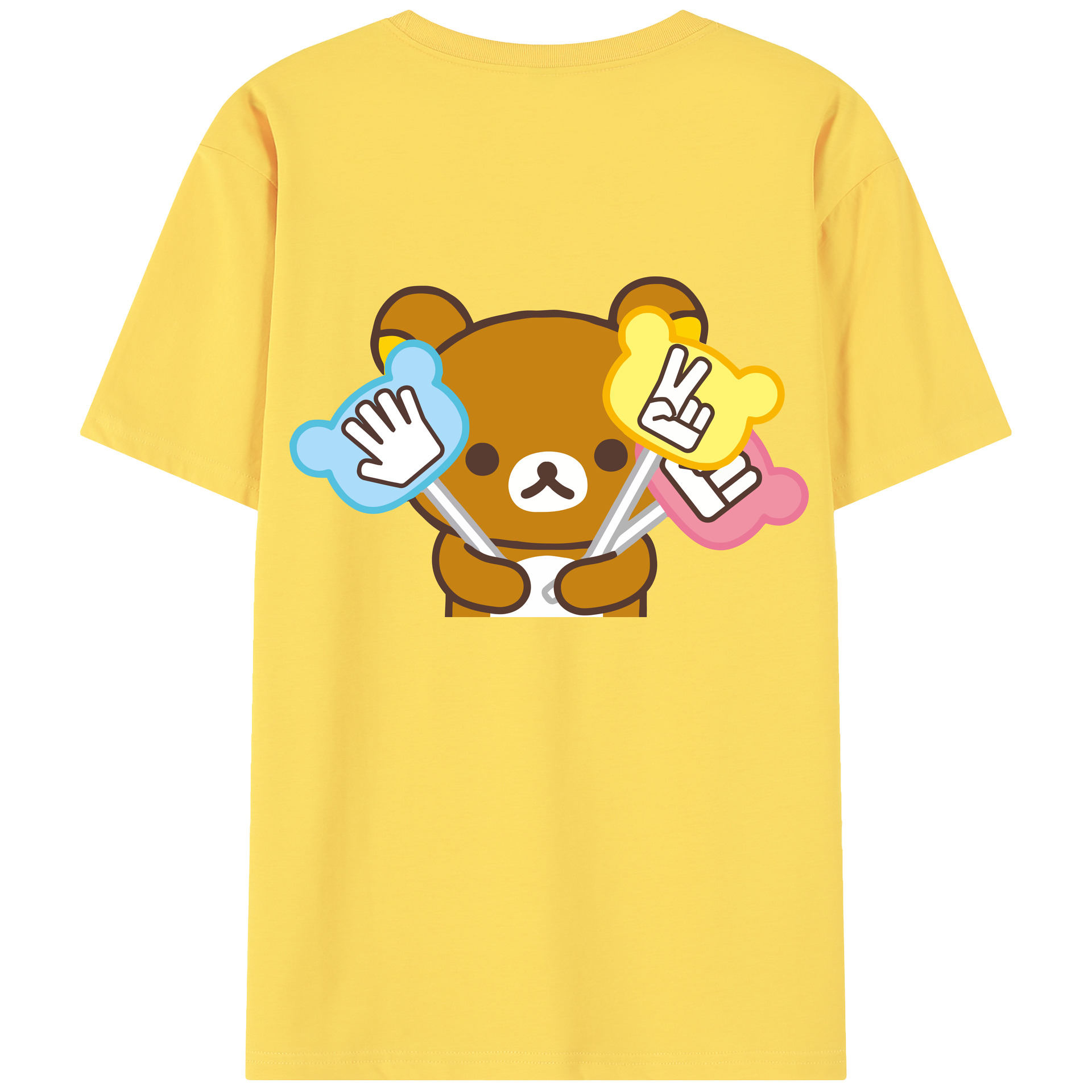 （画像用） リラックマ リラックマ キイロイトリ Rilakkuma Korilakkuma Kiiroitori 綿100％半袖Tシャツ（背面プリント）