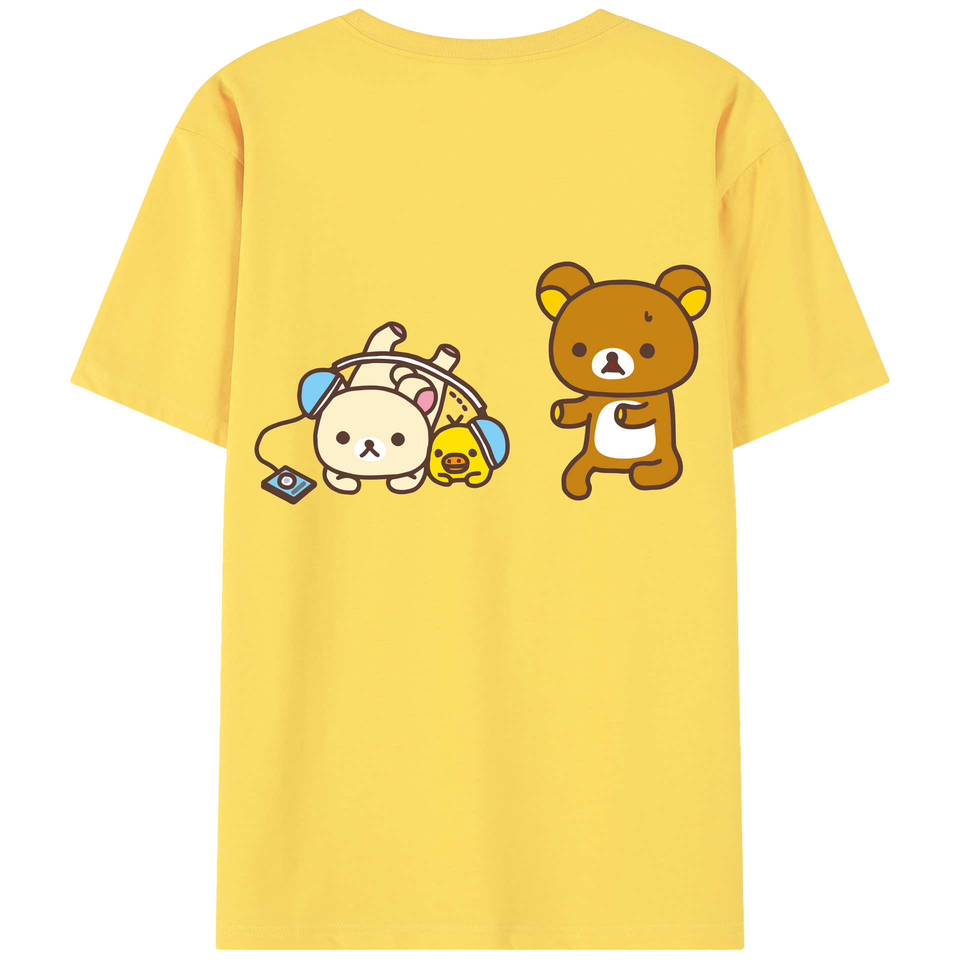 （画像用） リラックマ リラックマ キイロイトリ Rilakkuma Korilakkuma Kiiroitori 綿100％半袖Tシャツ（背面プリント）