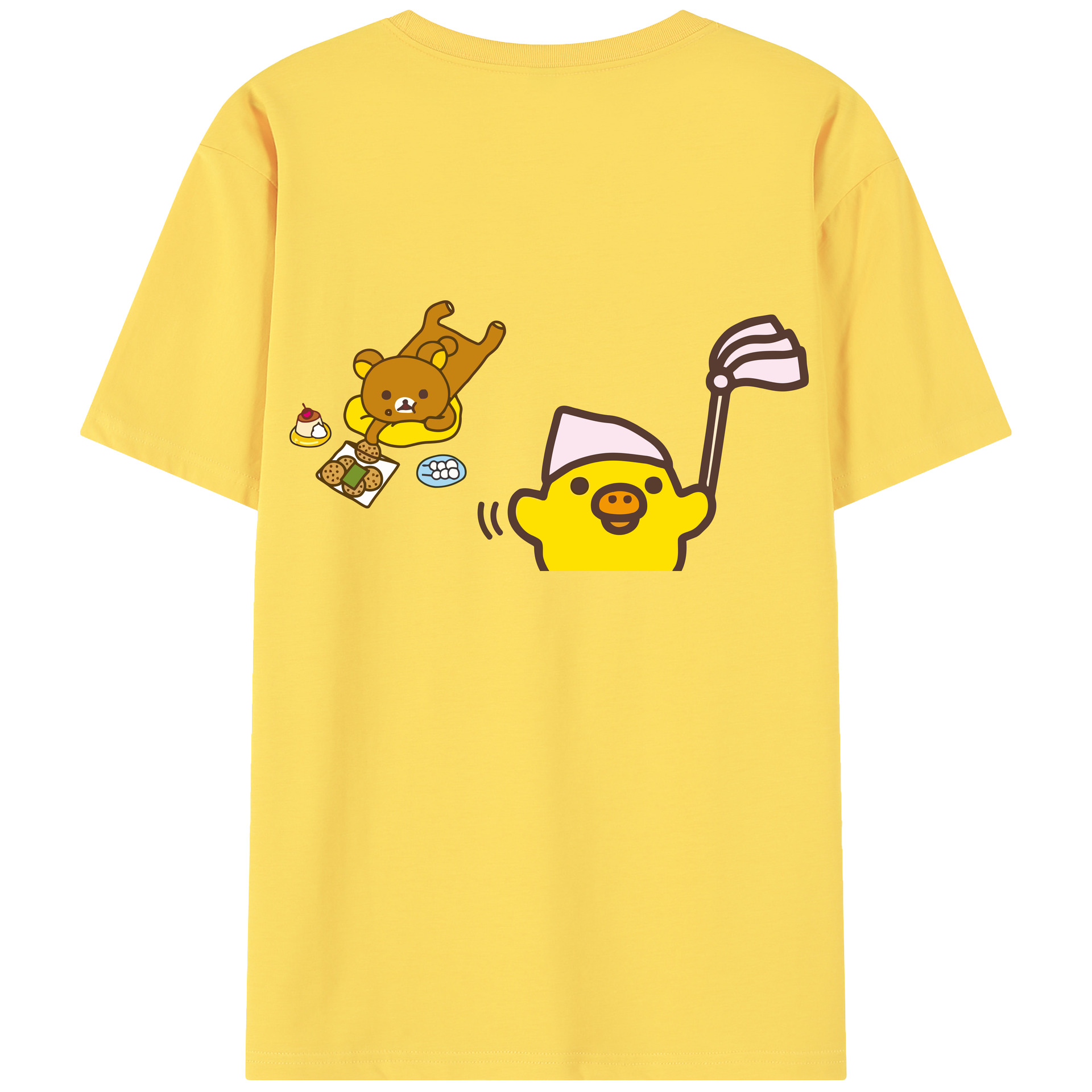 （画像用） リラックマ リラックマ キイロイトリ Rilakkuma Korilakkuma Kiiroitori 綿100％半袖Tシャツ（背面プリント）