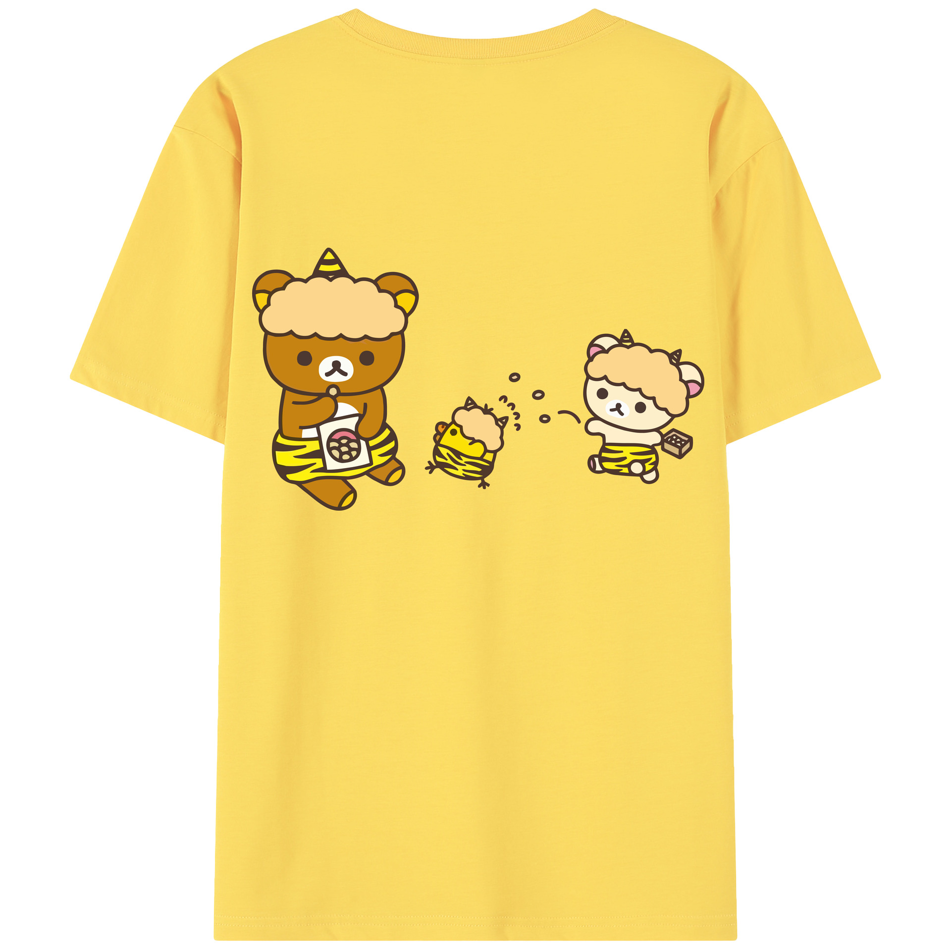 （画像用） リラックマ リラックマ キイロイトリ Rilakkuma Korilakkuma Kiiroitori 綿100％半袖Tシャツ（背面プリント）