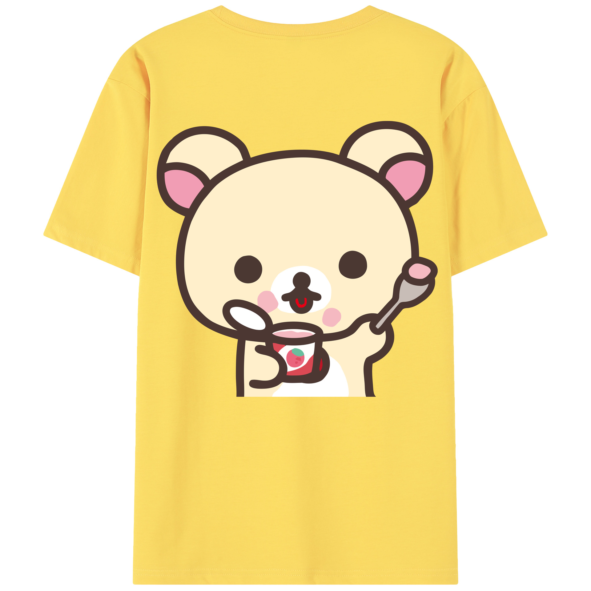 （画像用） リラックマ リラックマ キイロイトリ Rilakkuma Korilakkuma Kiiroitori 綿100％半袖Tシャツ（背面プリント）