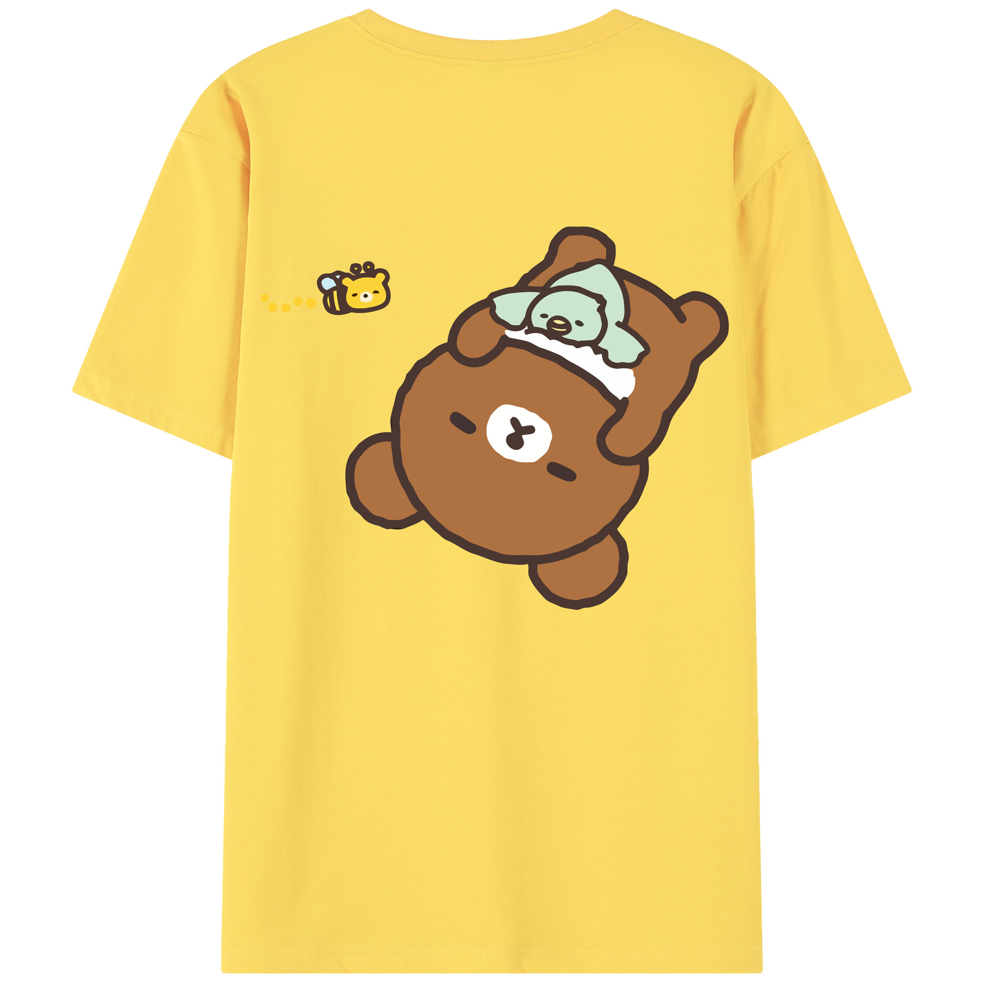 （画像用） リラックマ リラックマ キイロイトリ Rilakkuma Korilakkuma Kiiroitori 綿100％半袖Tシャツ（背面プリント）