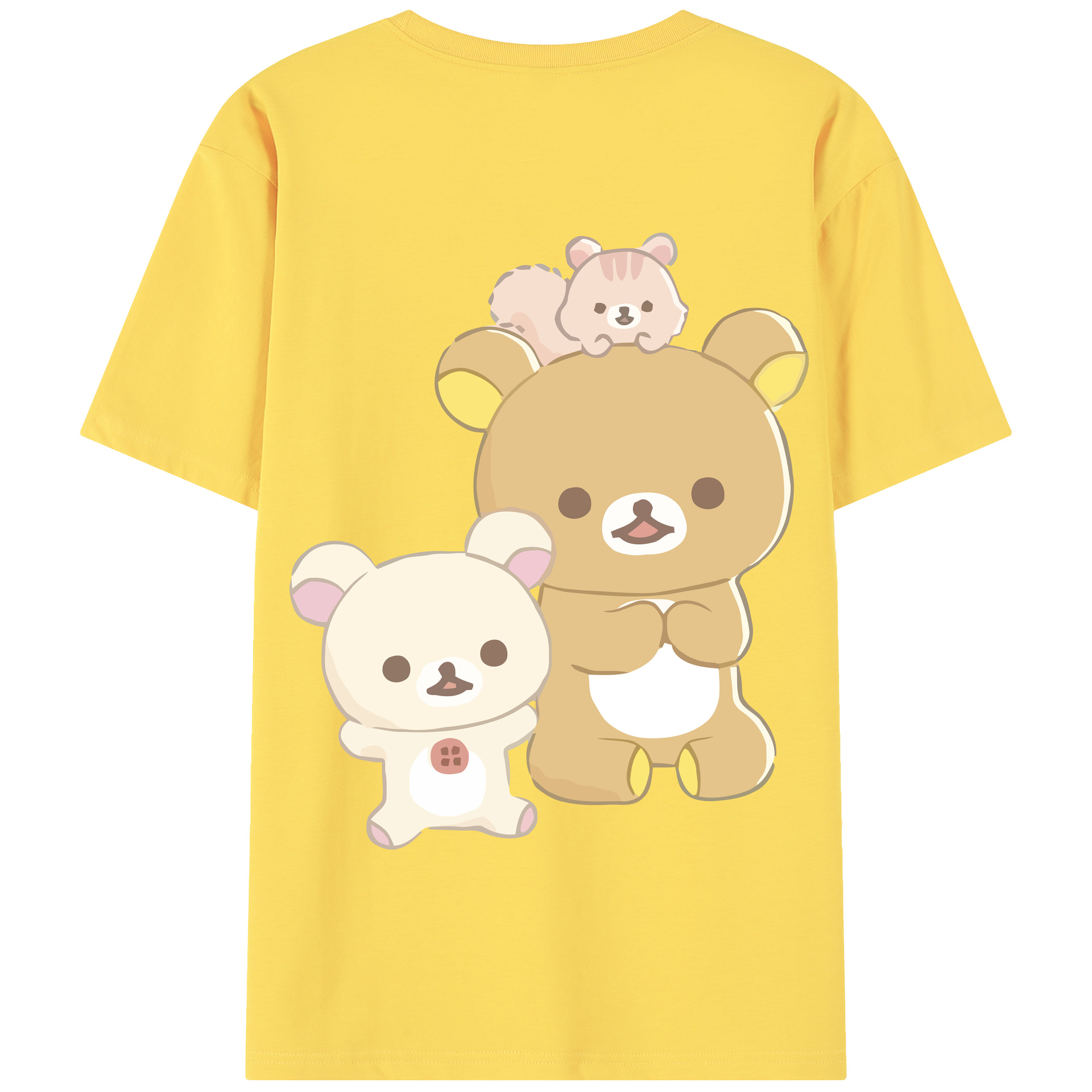 （画像用） リラックマ リラックマ キイロイトリ Rilakkuma Korilakkuma Kiiroitori 綿100％半袖Tシャツ（背面プリント）