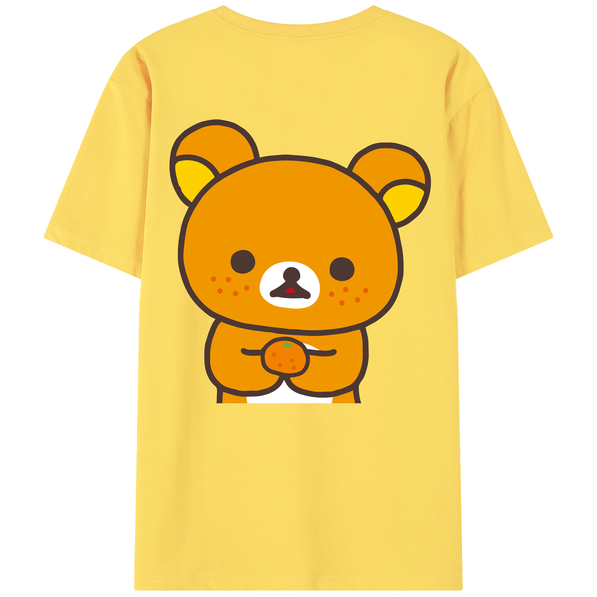 （画像用） リラックマ リラックマ キイロイトリ Rilakkuma Korilakkuma Kiiroitori 綿100％半袖Tシャツ（背面プリント）