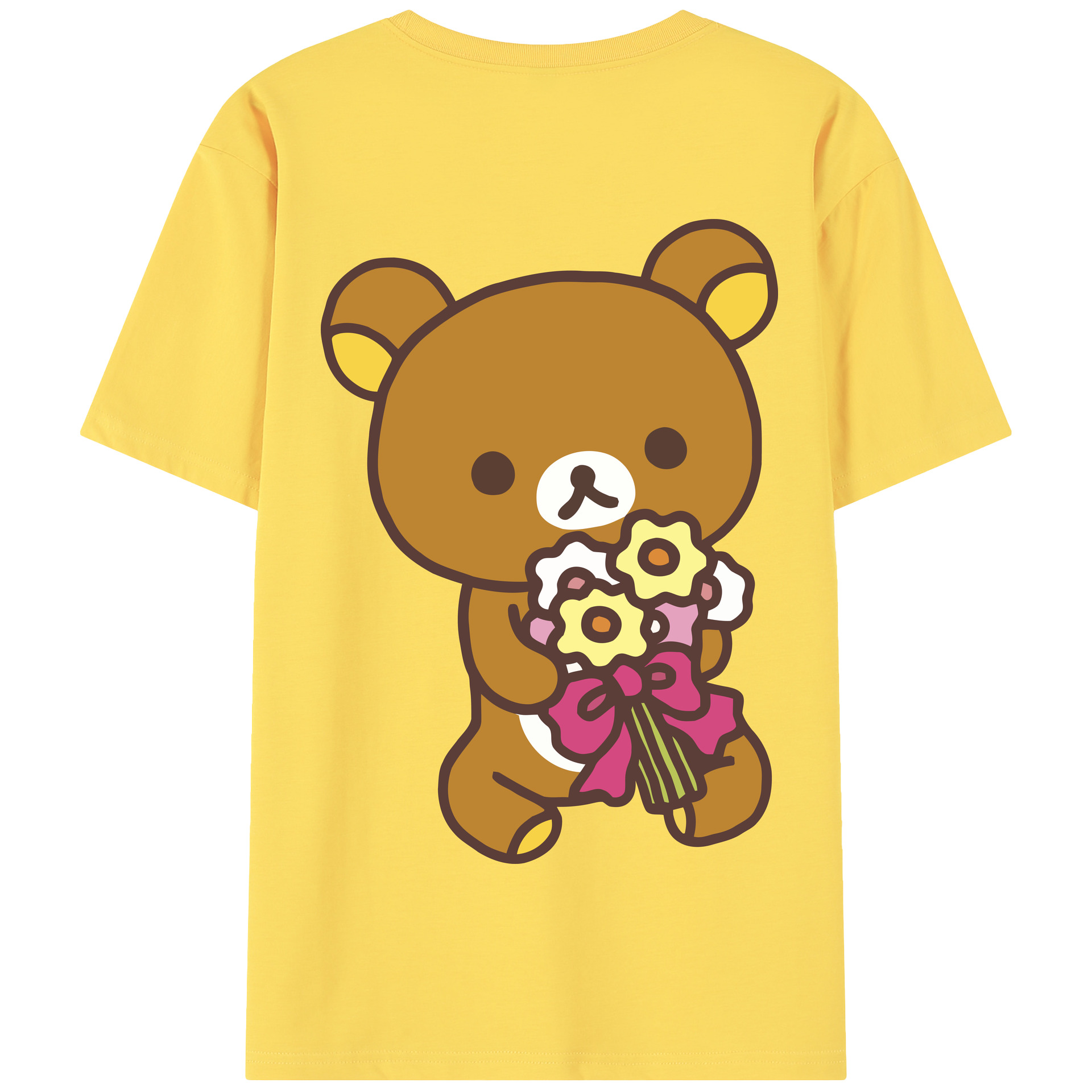 （画像用） リラックマ リラックマ キイロイトリ Rilakkuma Korilakkuma Kiiroitori 綿100％半袖Tシャツ（背面プリント）