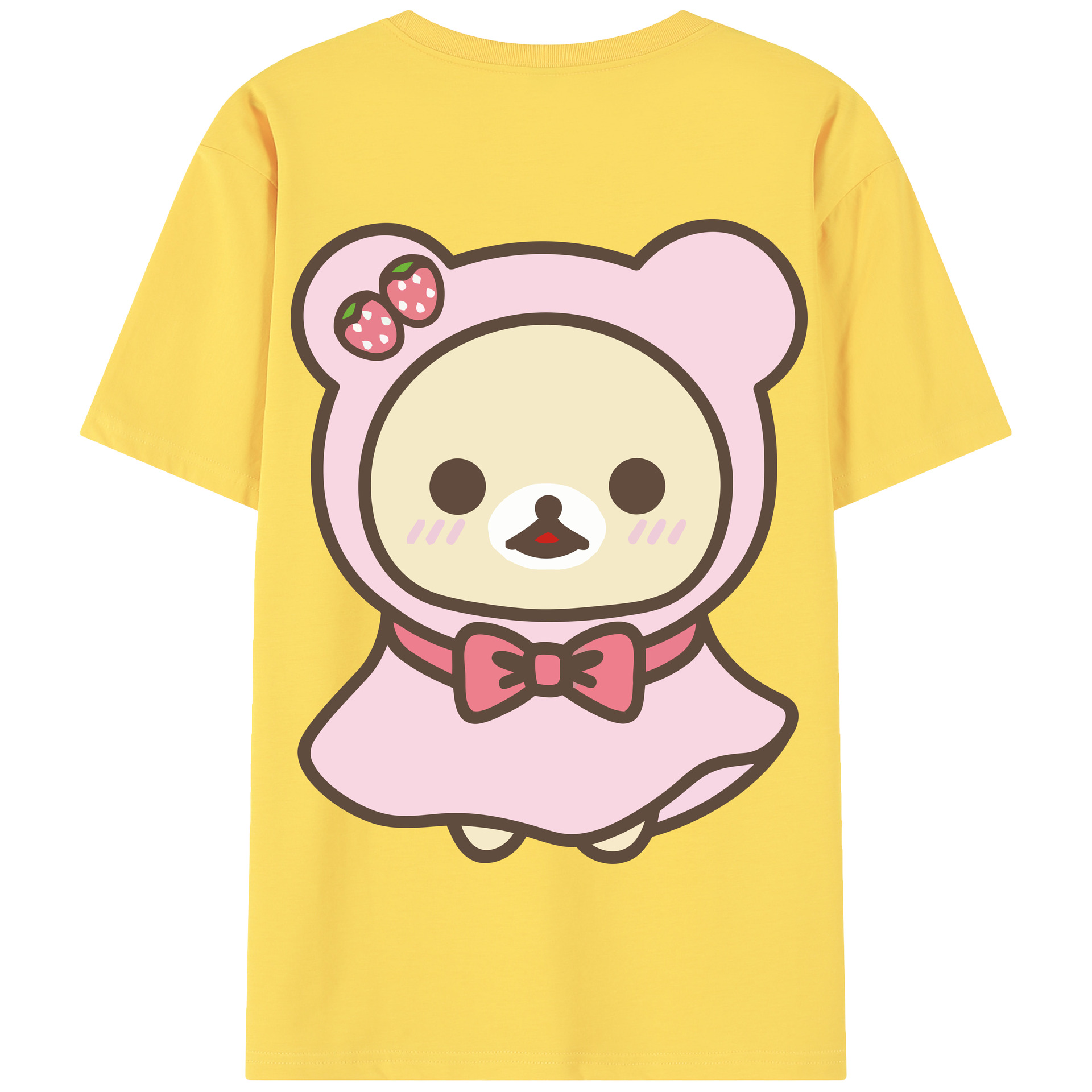 （画像用） リラックマ リラックマ キイロイトリ Rilakkuma Korilakkuma Kiiroitori 綿100％半袖Tシャツ（背面プリント）
