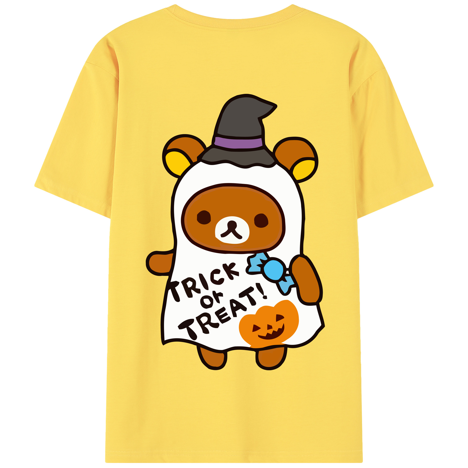 （画像用） リラックマ リラックマ キイロイトリ Rilakkuma Korilakkuma Kiiroitori 綿100％半袖Tシャツ（背面プリント）