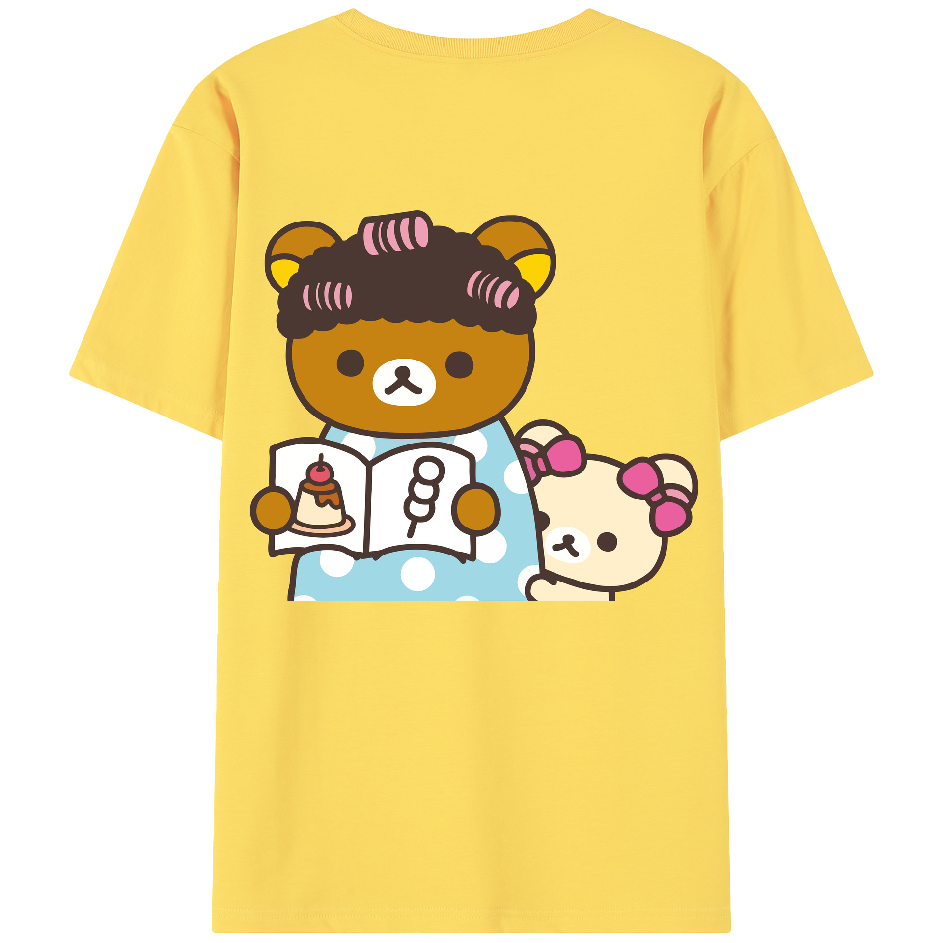 （画像用） リラックマ リラックマ キイロイトリ Rilakkuma Korilakkuma Kiiroitori 綿100％半袖Tシャツ（背面プリント）