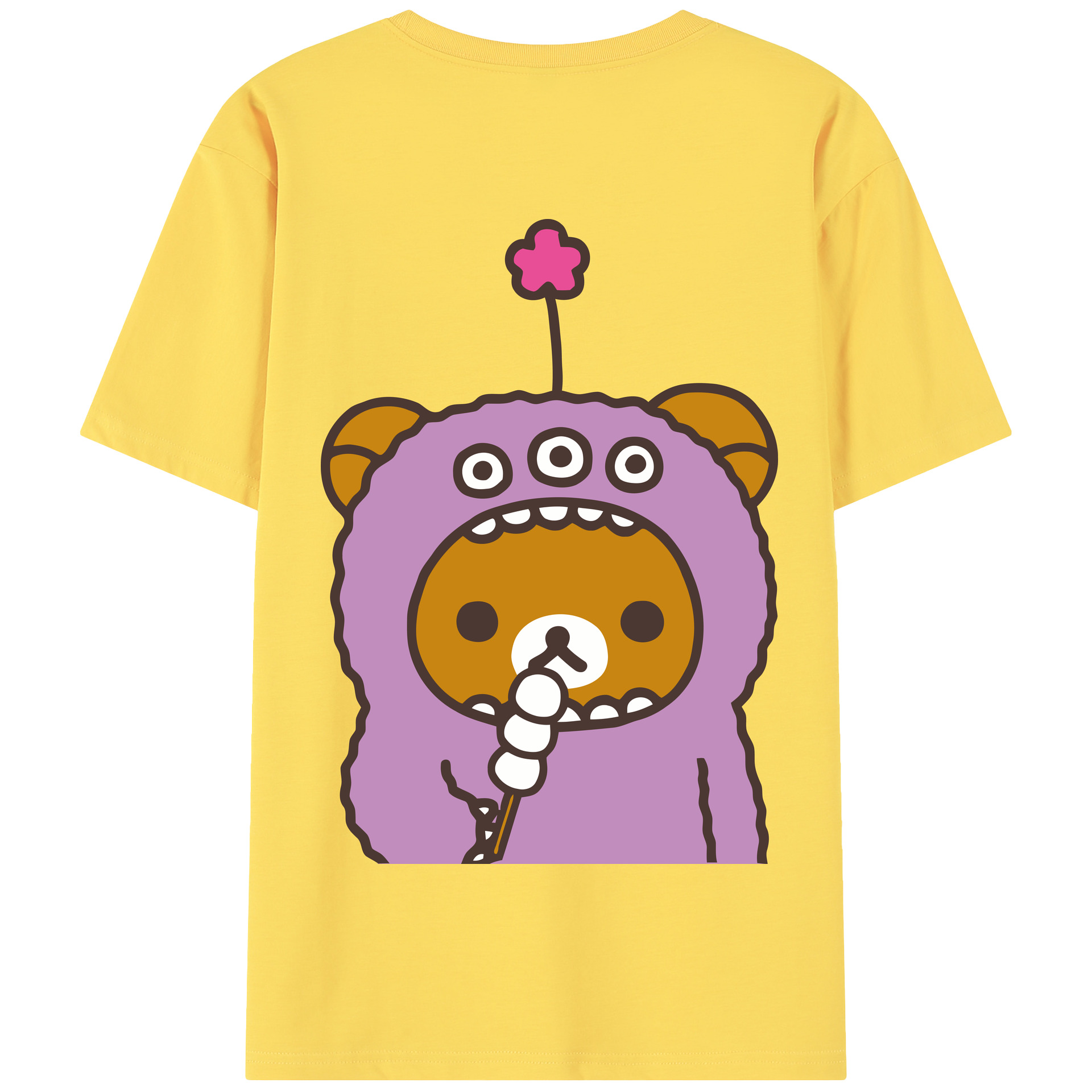 （画像用） リラックマ リラックマ キイロイトリ Rilakkuma Korilakkuma Kiiroitori 綿100％半袖Tシャツ（背面プリント）